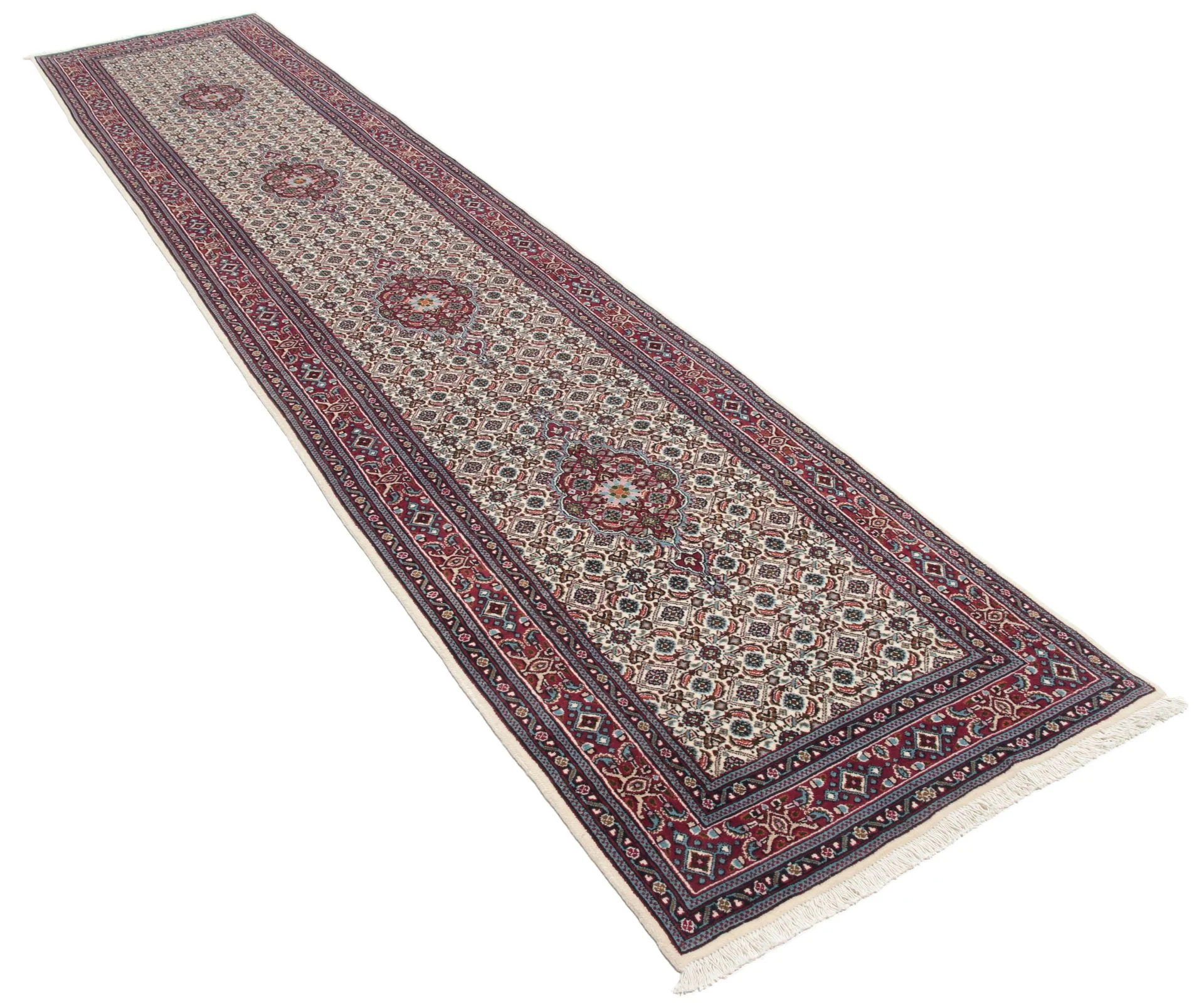 Handgeknüpfter Moud Perserteppich, 80 × 390 cm, Wolle