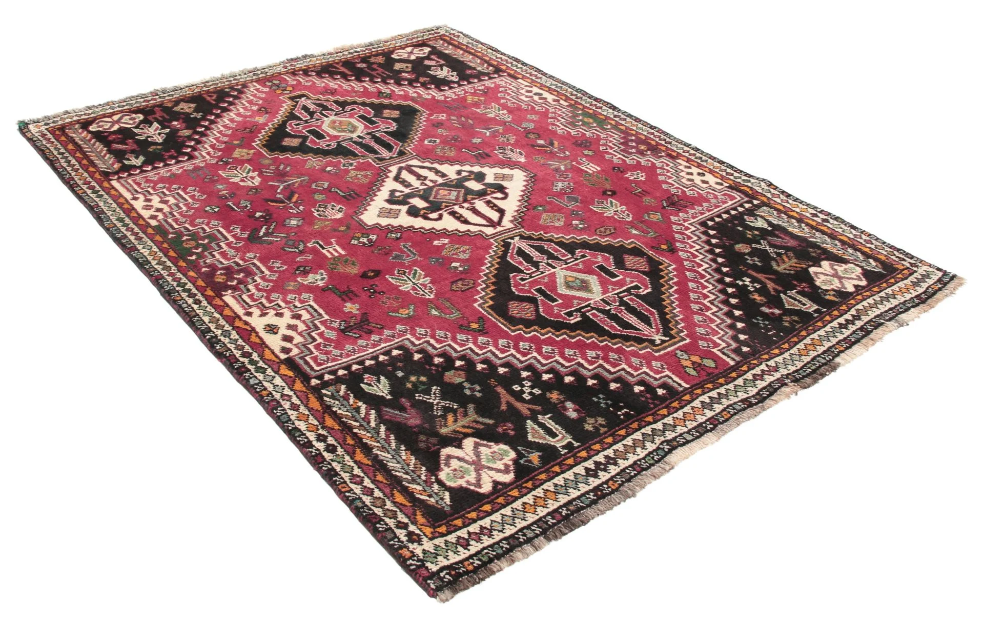 Handgeknüpfter Qashqai Perserteppich, 128 × 165 cm, Wolle