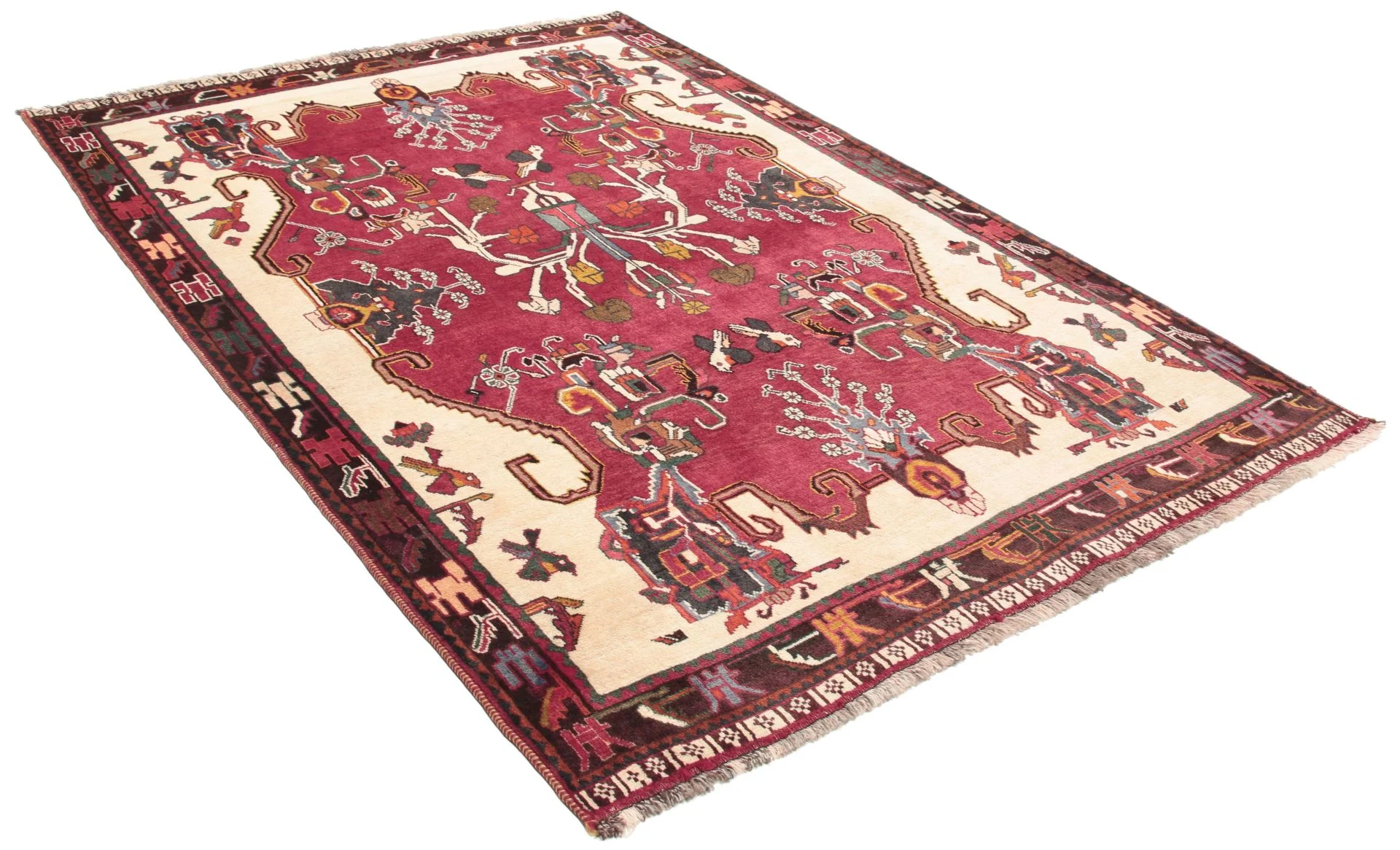 Handgeknüpfter Qashqai Perserteppich, 130 × 196 cm, Wolle