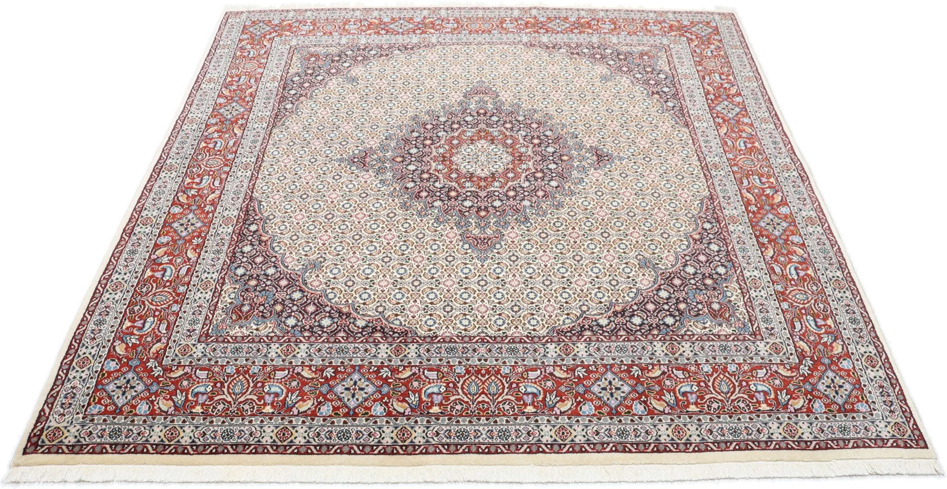 Moud Perserteppich 195 × 202 cm aus Wolle, handgeknüpft
