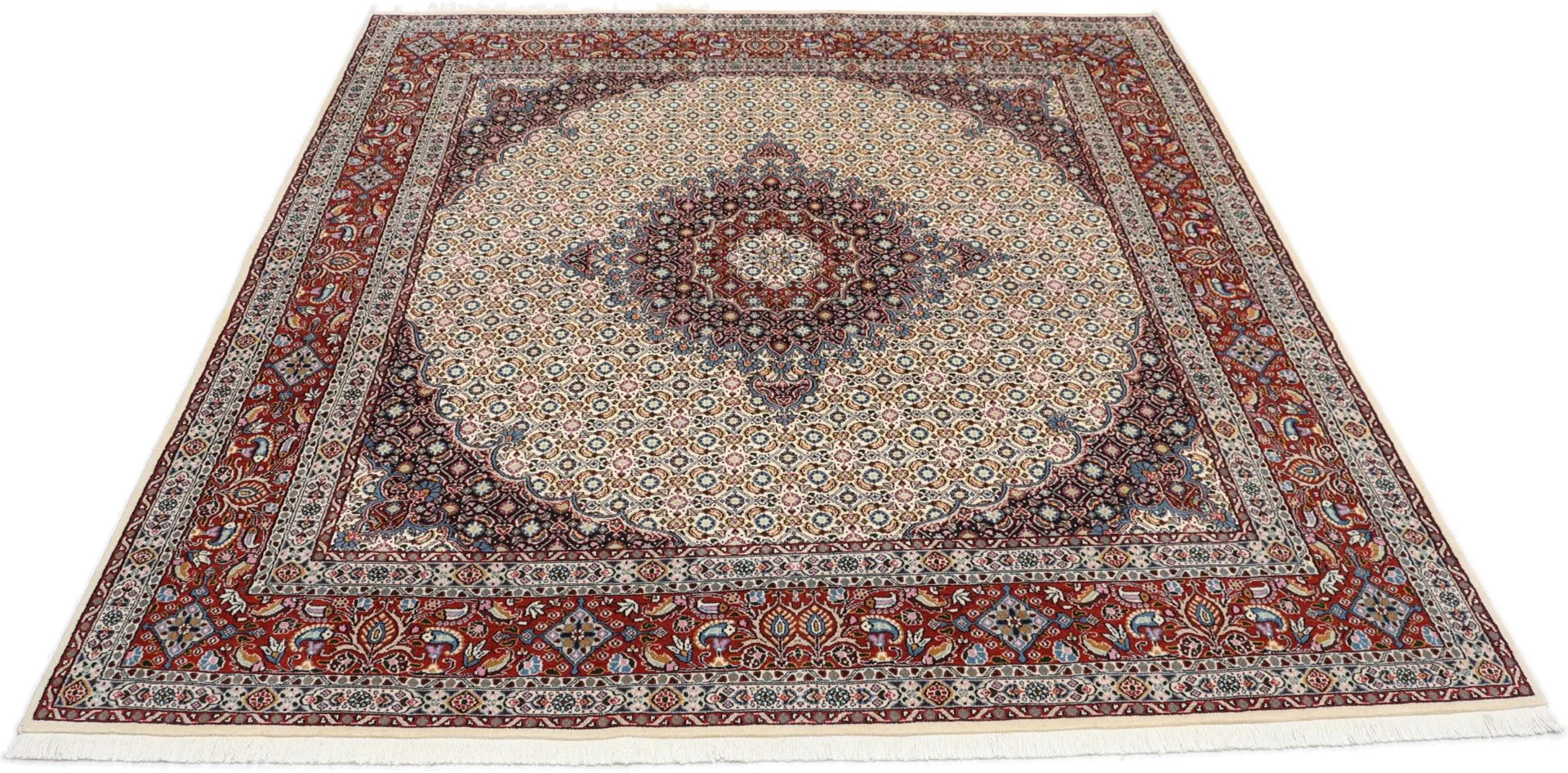 Moud Perserteppich 195 × 202 cm aus Wolle, handgeknüpft