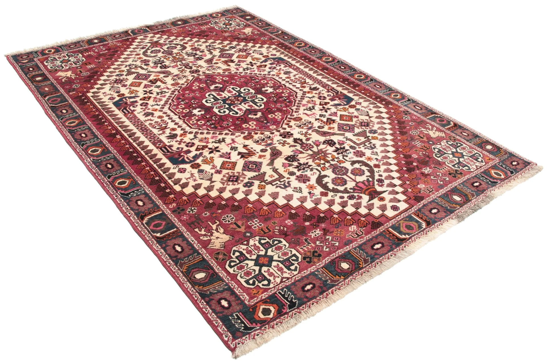 Qashqai Perserteppich 142 × 205 cm aus Wolle, handgeknüpft