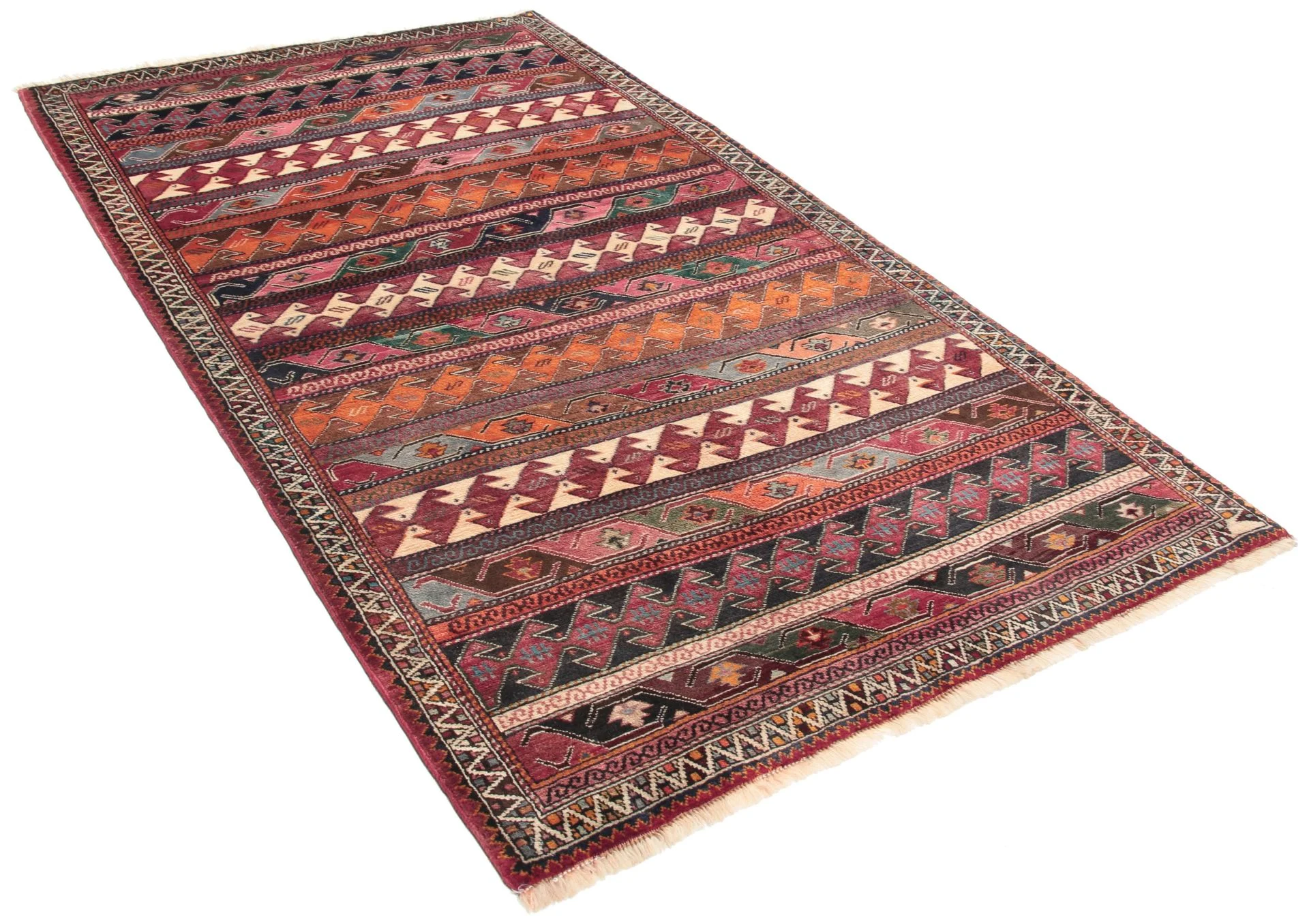 Handgeknüpfter Qashqai Perserteppich 107 × 195 cm