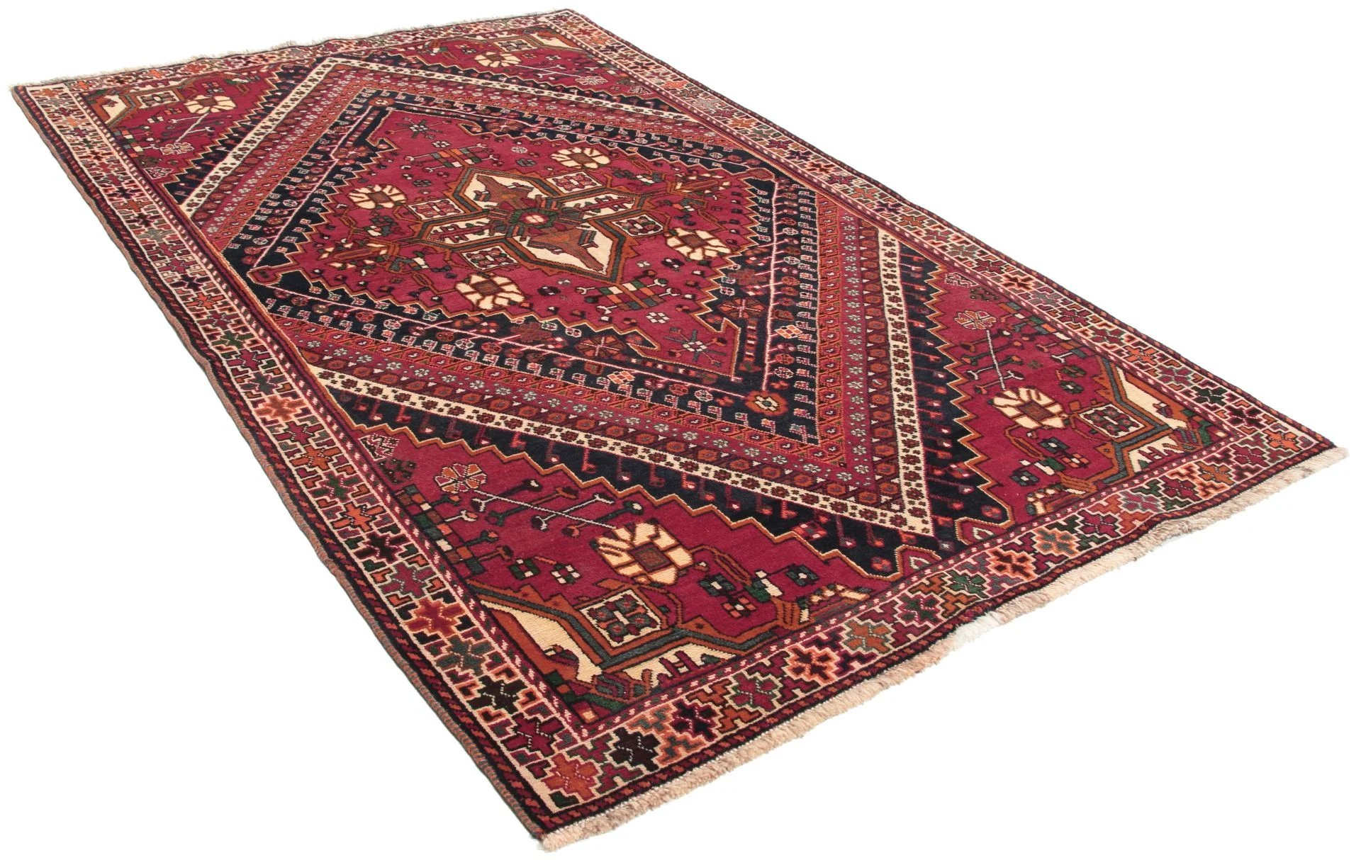 Handgeknüpfter Qashqai Perserteppich, 137 × 218 cm, Wolle