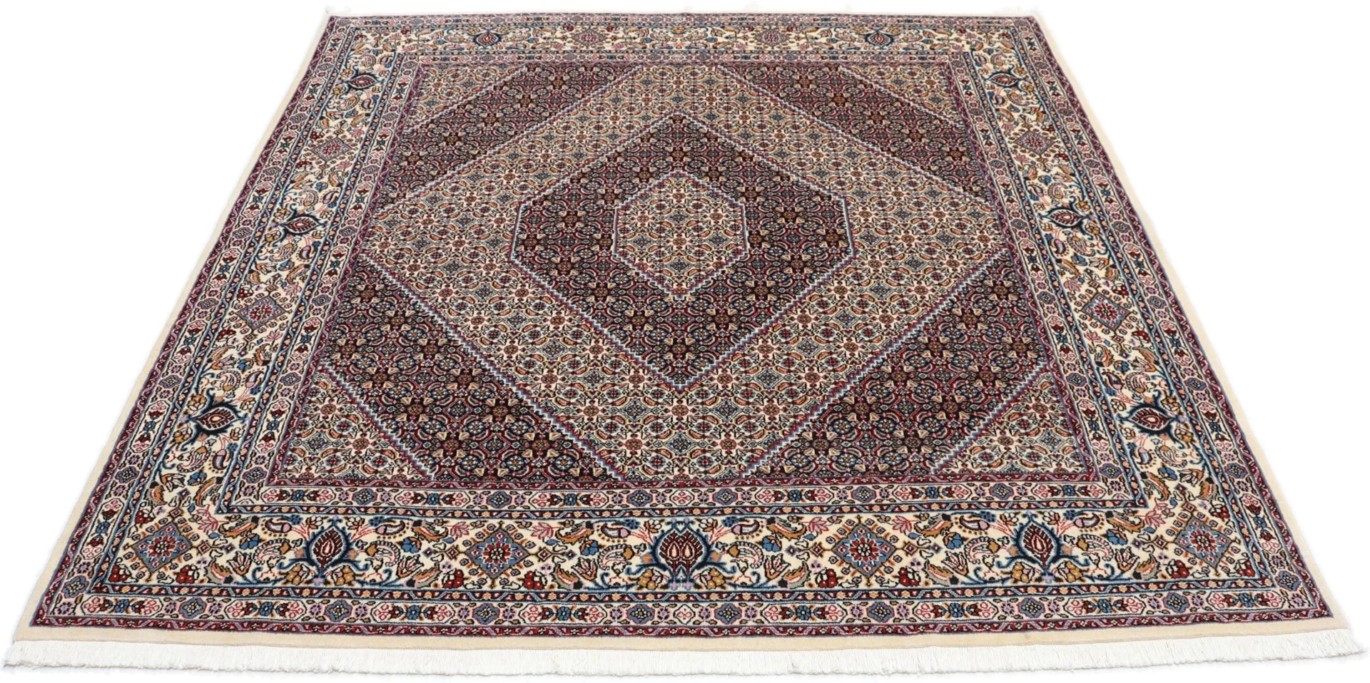 Handgeknüpfter Moud Perserteppich, 198 × 200 cm, Wolle