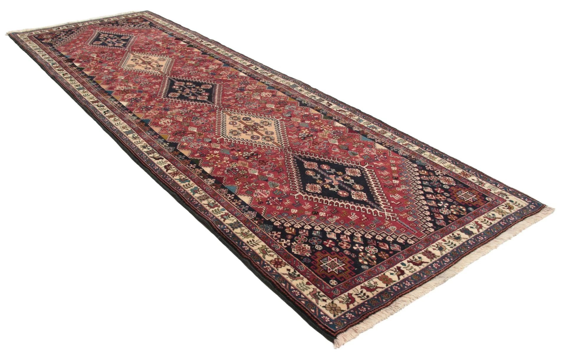 Handgeknüpfter Qashqai Perserteppich 93 × 287 cm