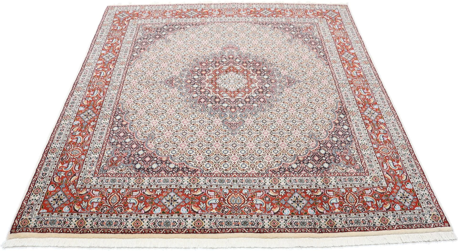 perserteppich-moud-192-x-205-cm-schurwolle-handgeknupft-floral-12 Handgeknüpfter Moud Perserteppich 192 × 205 cm