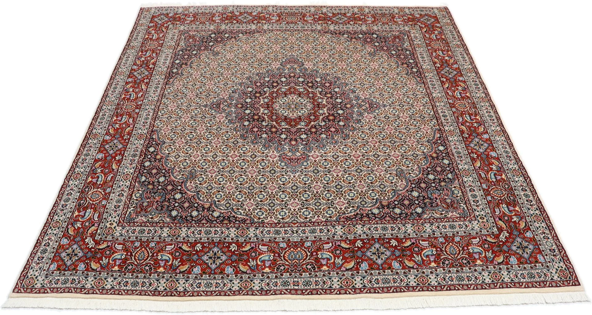 perserteppich-moud-192-x-205-cm-schurwolle-handgeknupft-floral-18 Handgeknüpfter Moud Perserteppich 192 × 205 cm