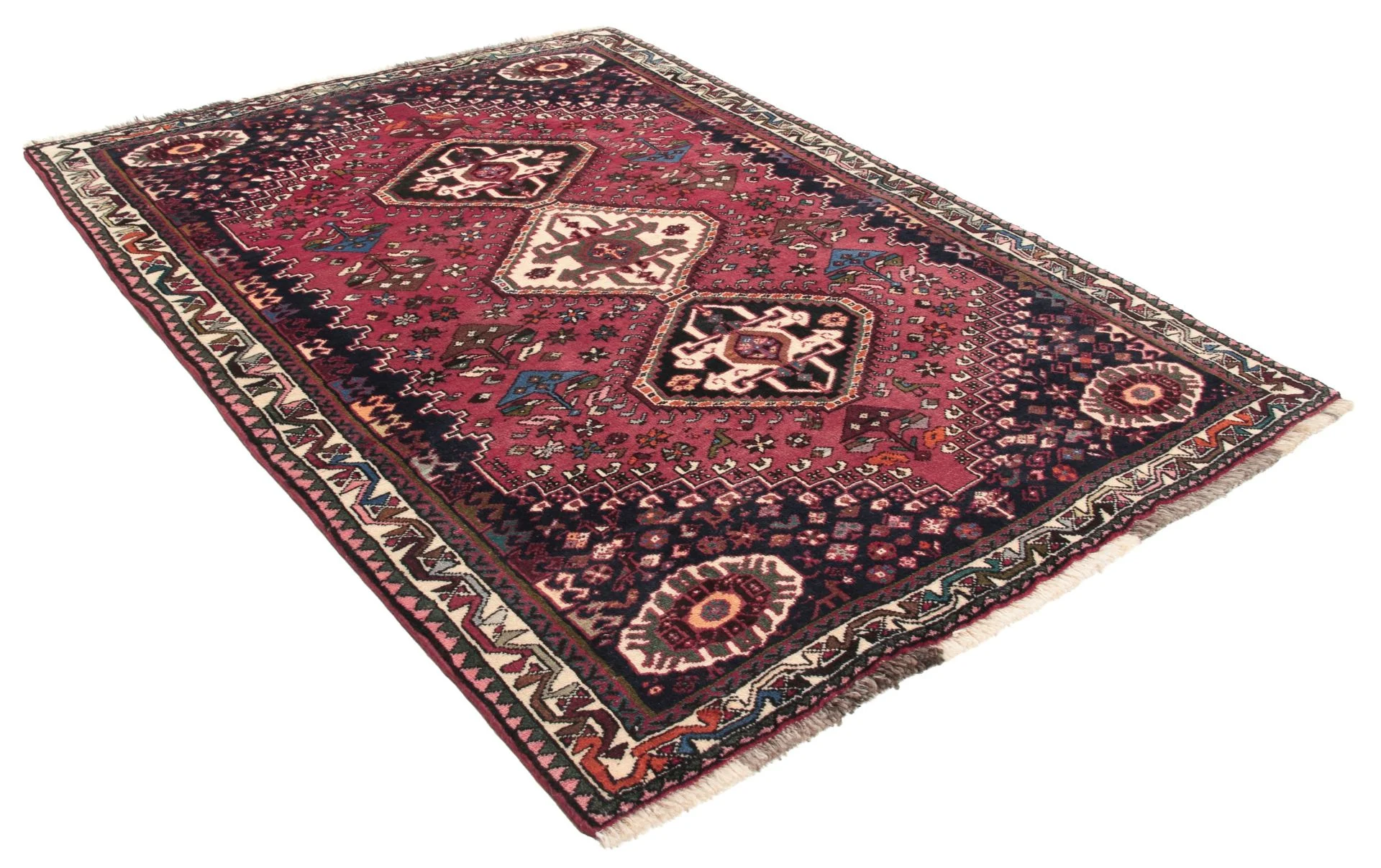 Handgeknüpfter Qashqai Perserteppich, 123 × 172 cm, Wolle
