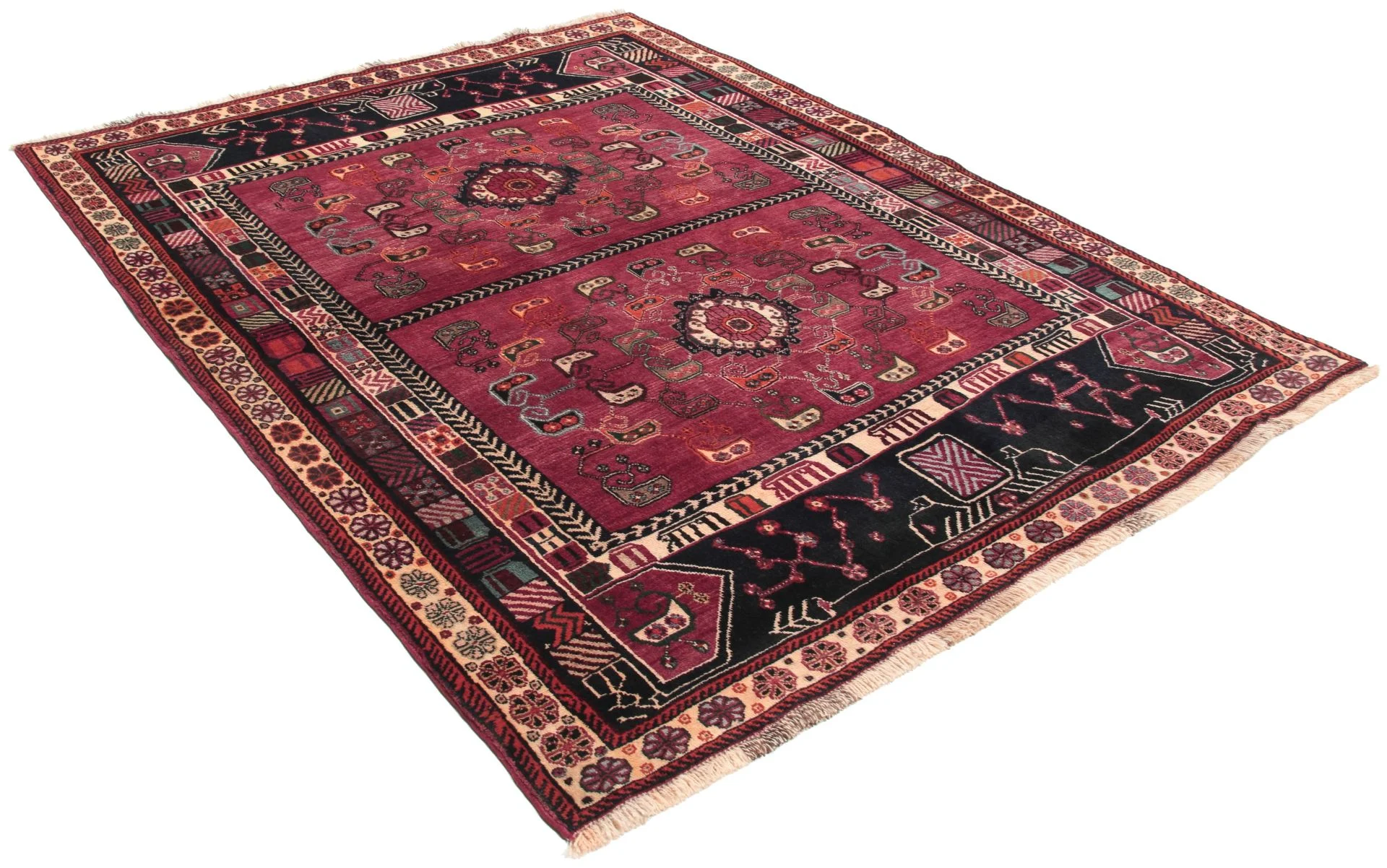 Handgeknüpfter Qashqai Perserteppich, 150 × 195 cm, Wolle