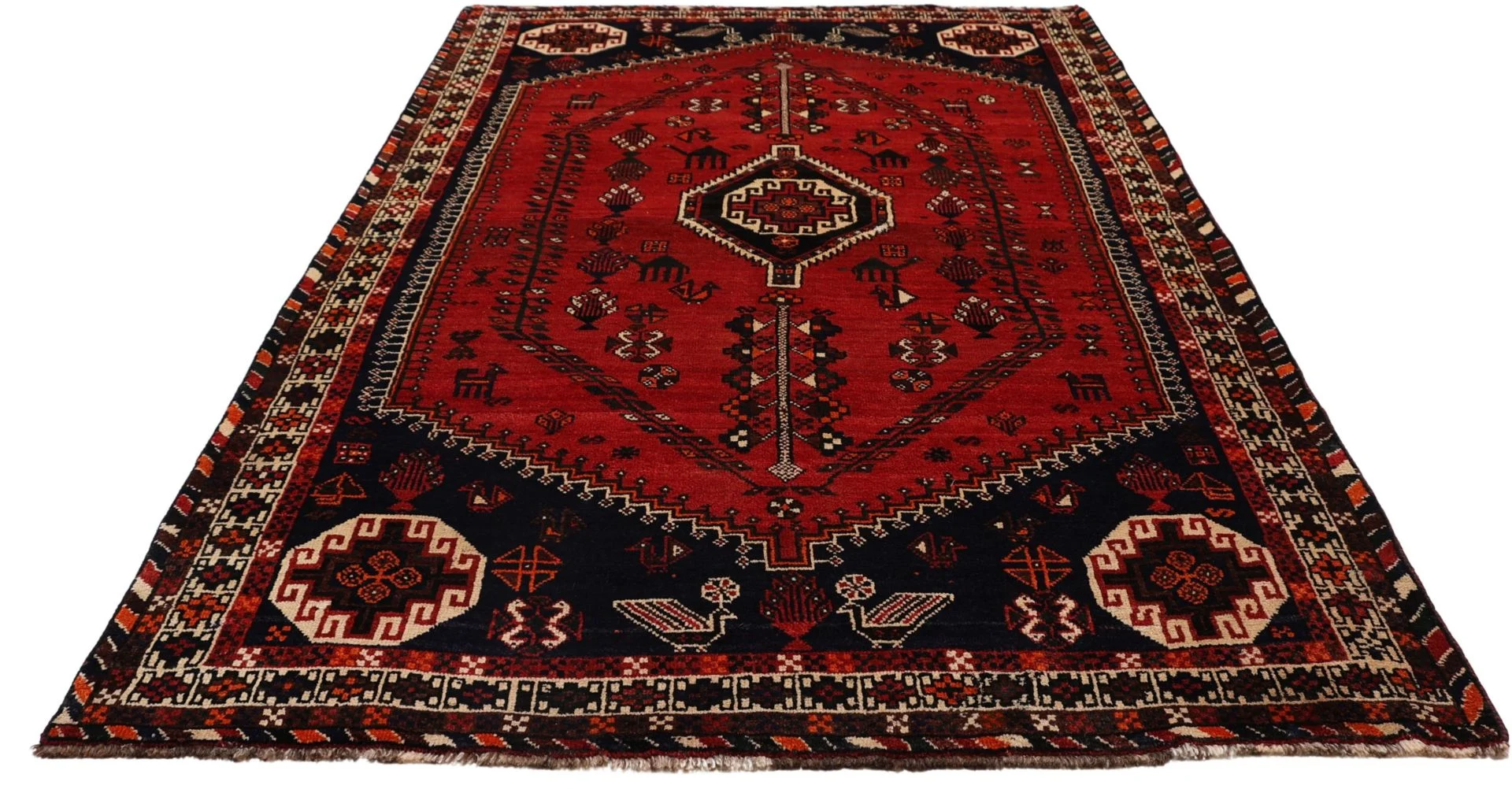 Shiraz Perserteppich 155 × 255 cm aus Wolle, handgeknüpft
