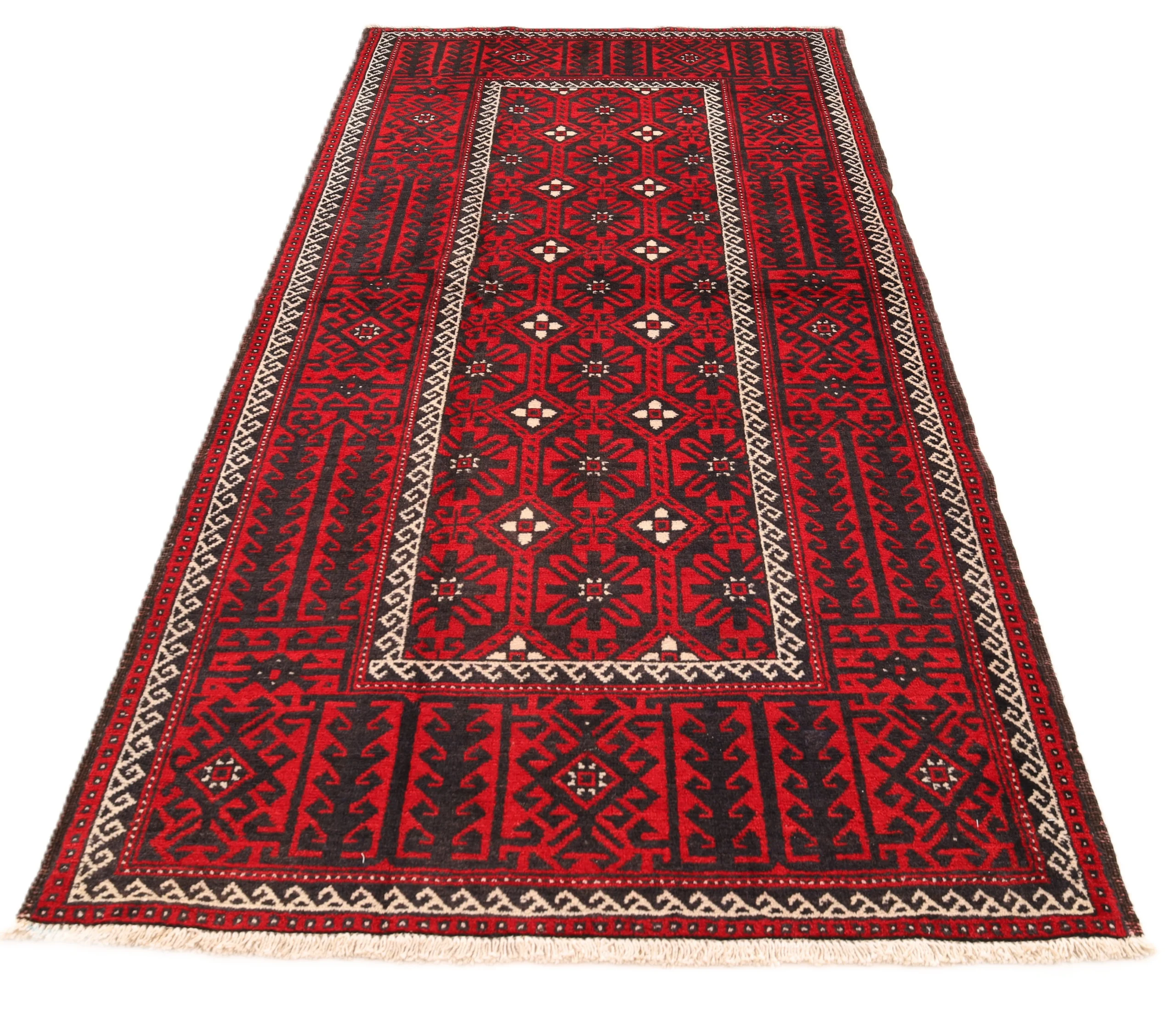 Handgeknüpfter Baluch Perserteppich, 230 × 120 cm, Wolle