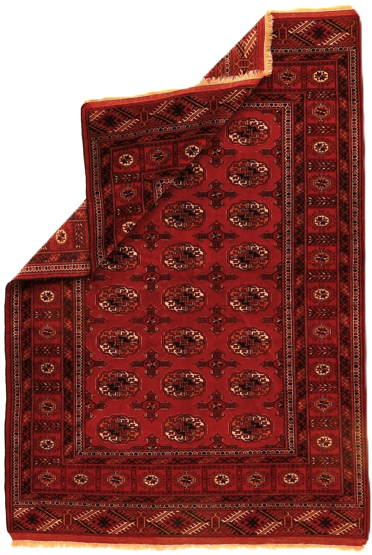 perserteppich-turkaman-198-x-135-cm-wolle-handgeknupft-rot-orange-6 Handgeknüpfter Turkmen Perserteppich, 198 × 135 cm, Wolle