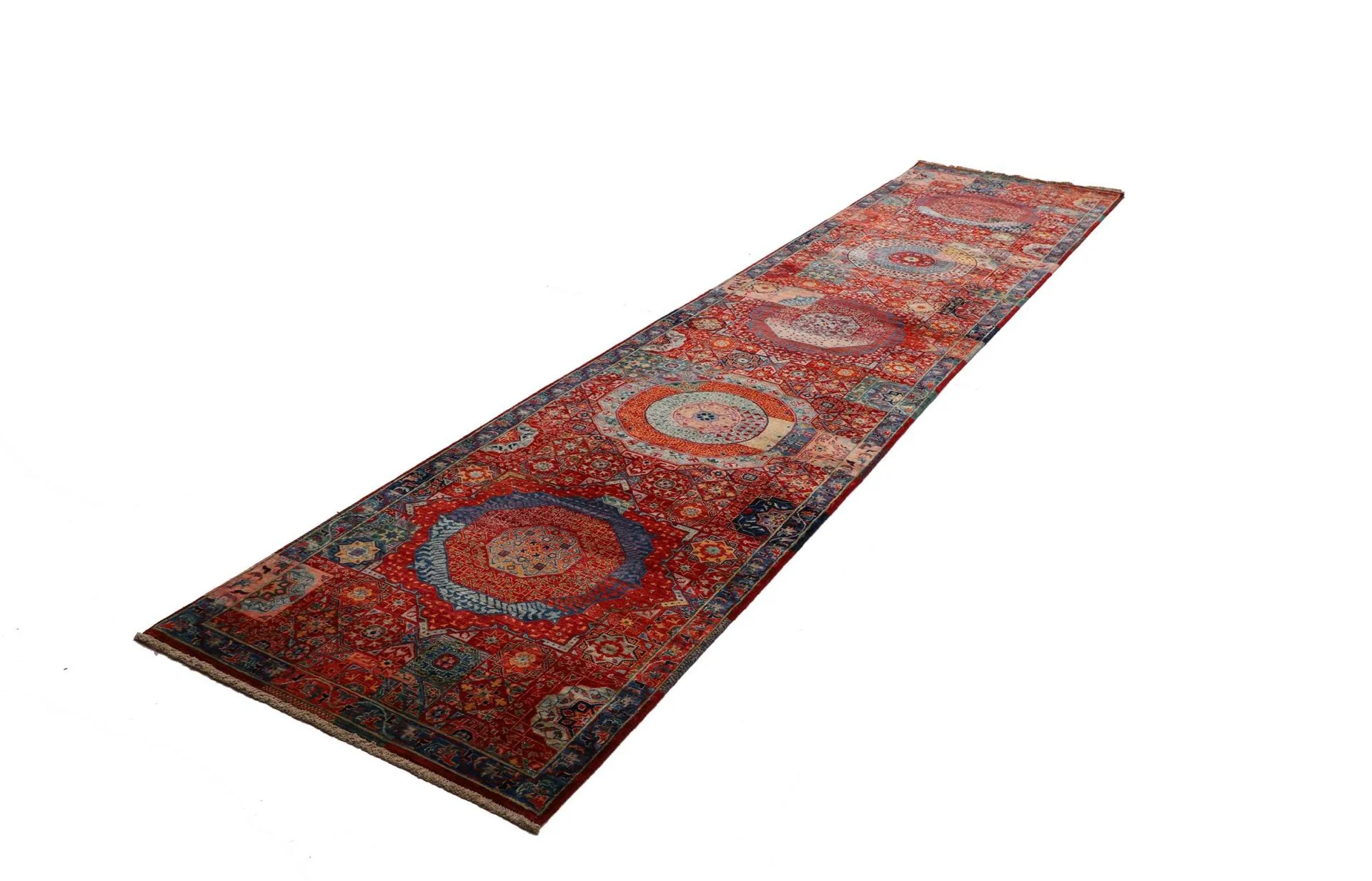 Mamluk Orientteppich 86 × 392 cm aus Wolle, handgeknüpft