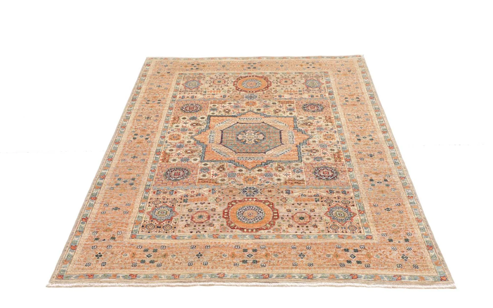 Mamluk Orientteppich 124 × 179 cm aus Wolle, handgeknüpft