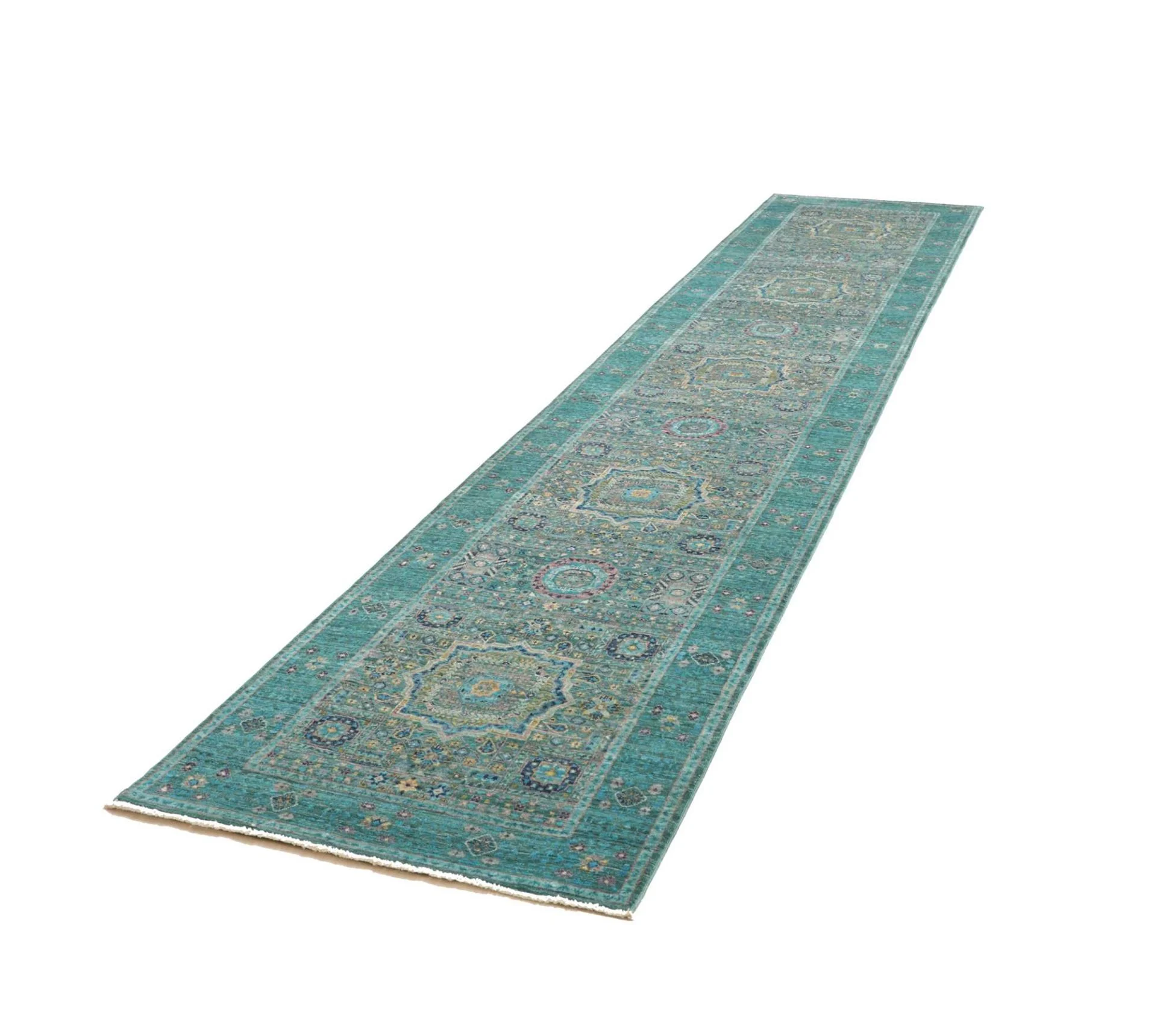 Handgeknüpfter Mamluk Orientteppich, 83 × 395 cm, Wolle