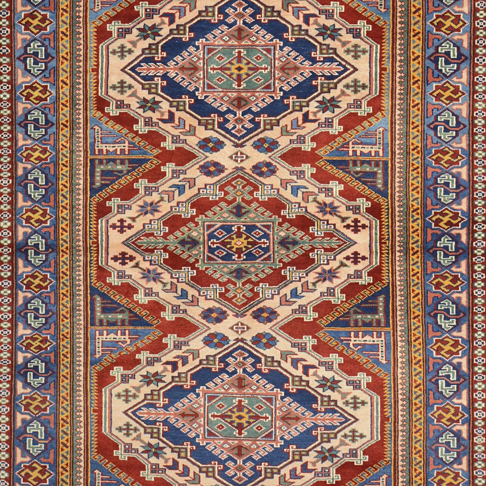 Kazak Orientteppich aus Indien, 126 × 186 cm