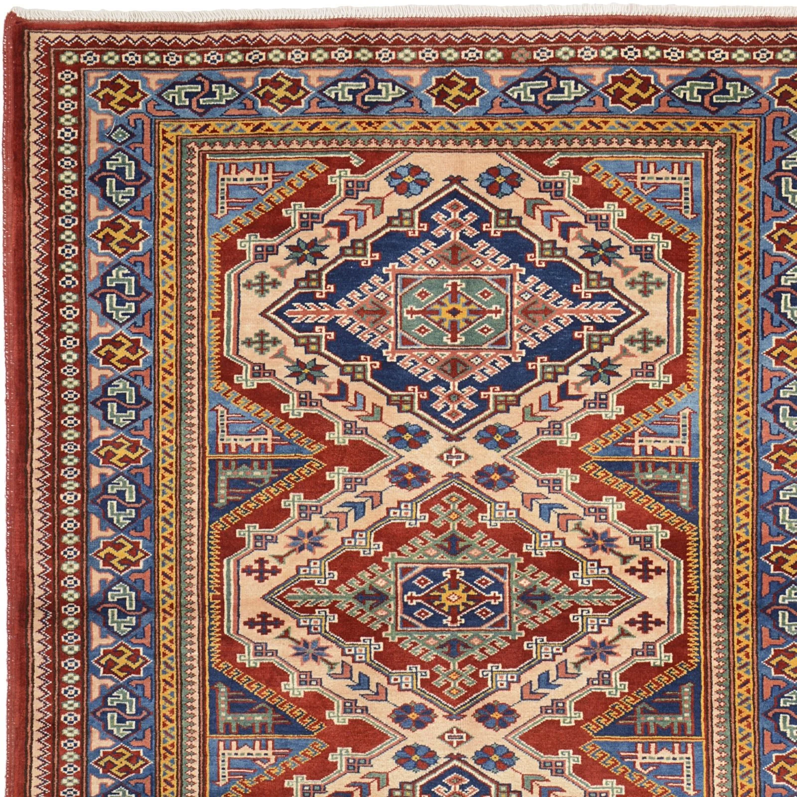 Kazak Orientteppich aus Indien, 126 × 186 cm