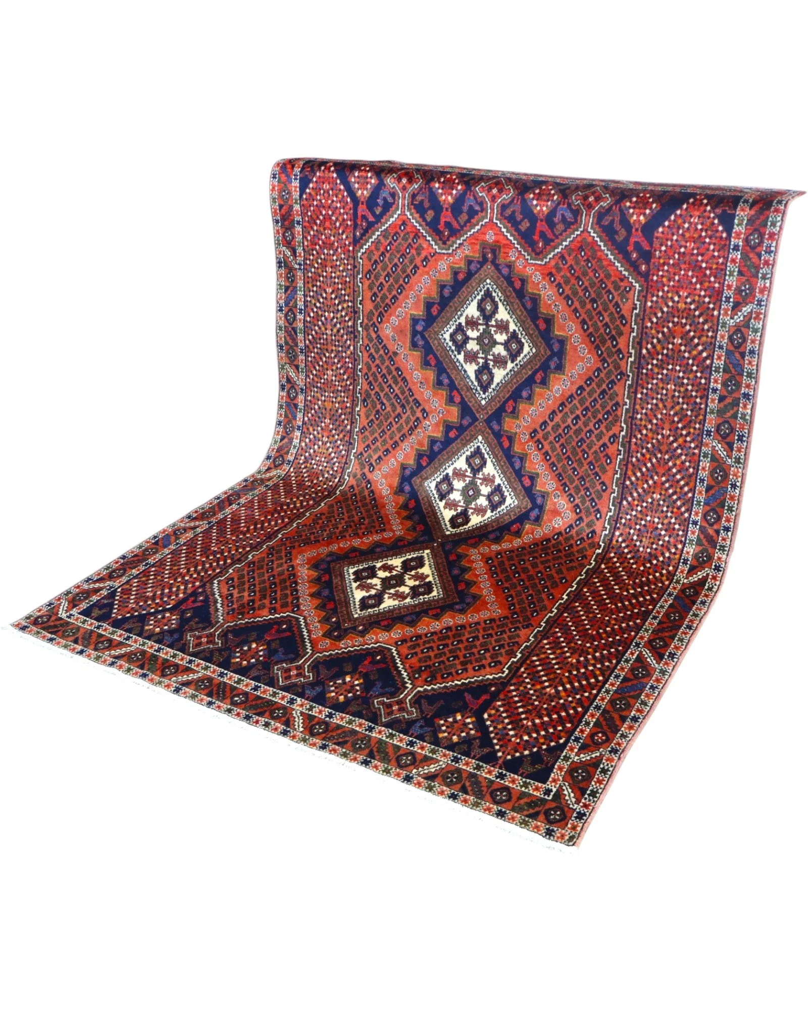 Handgeknüpfter Afshar Perserteppich, 231 × 168 cm, Wolle