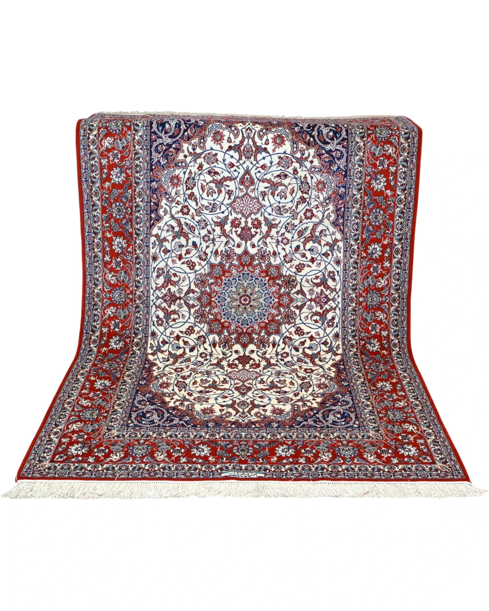 Handgeknüpfter Isfahan Perserteppich, 238 × 154 cm, Wolle & Seide