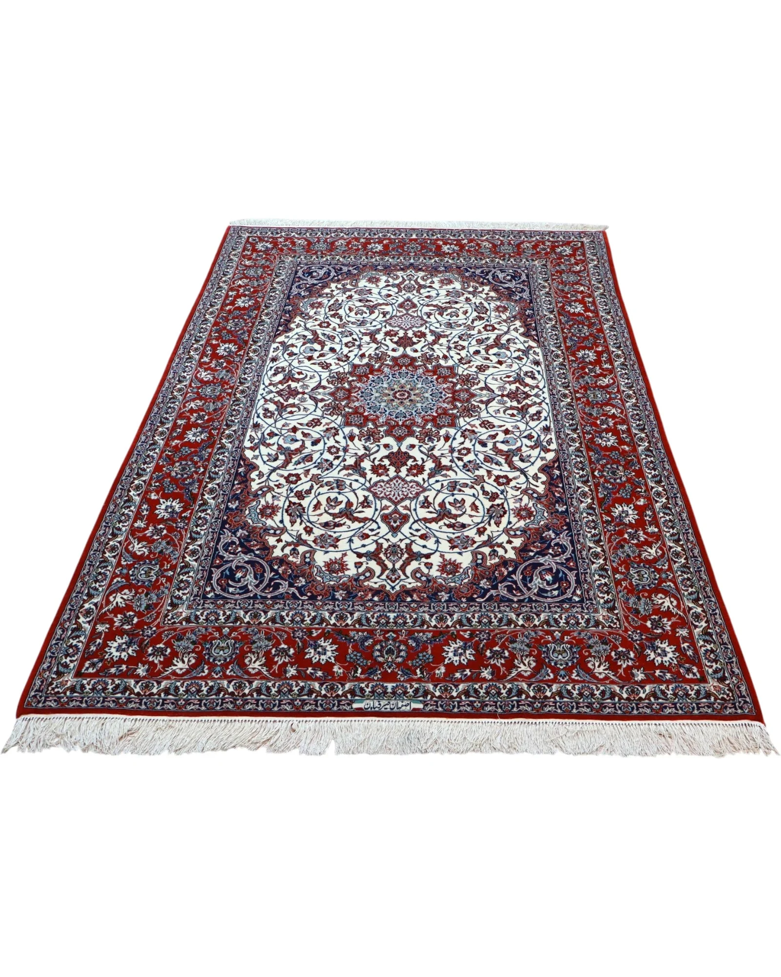 Handgeknüpfter Isfahan Perserteppich, 238 × 154 cm, Wolle & Seide
