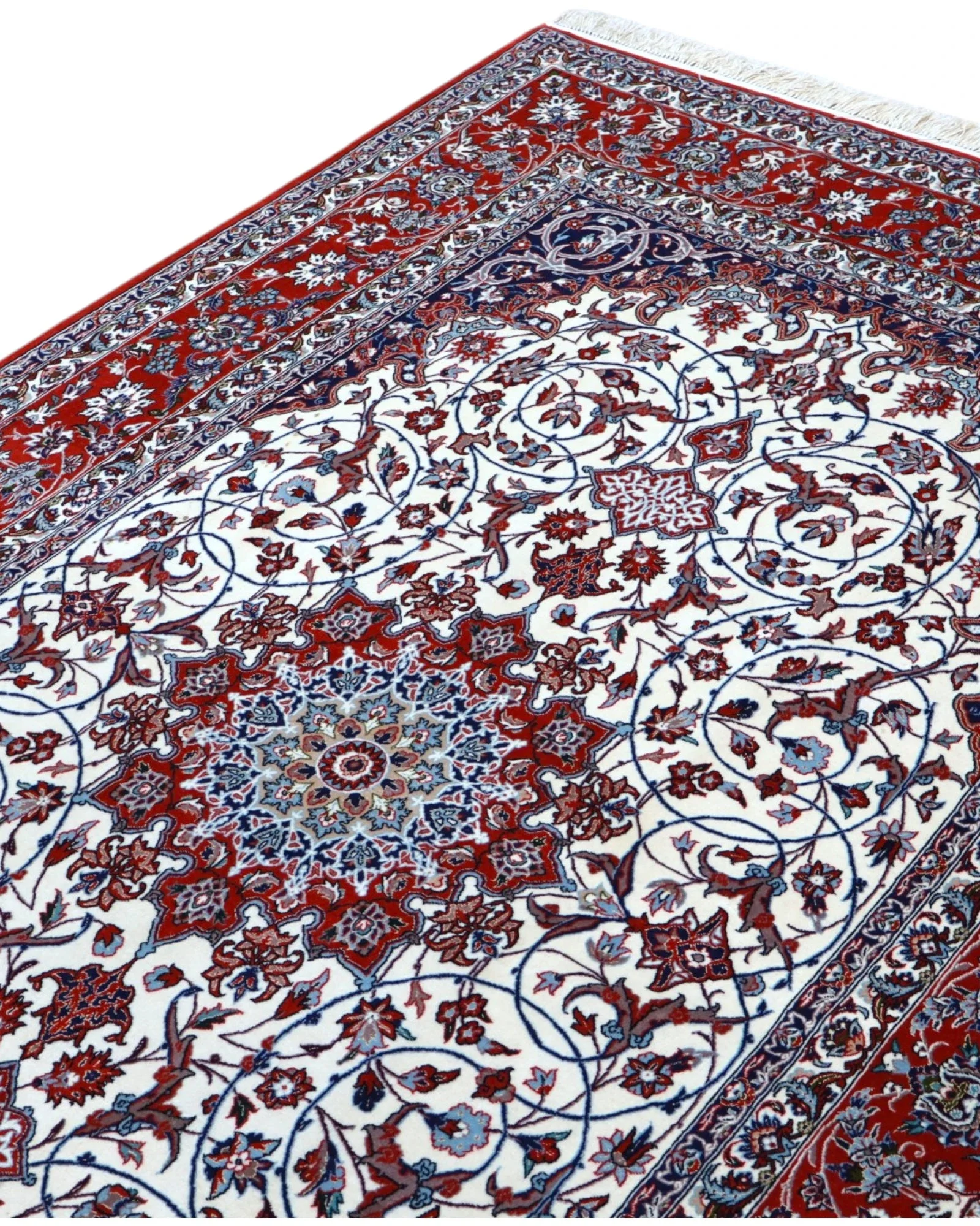 Handgeknüpfter Isfahan Perserteppich, 238 × 154 cm, Wolle & Seide