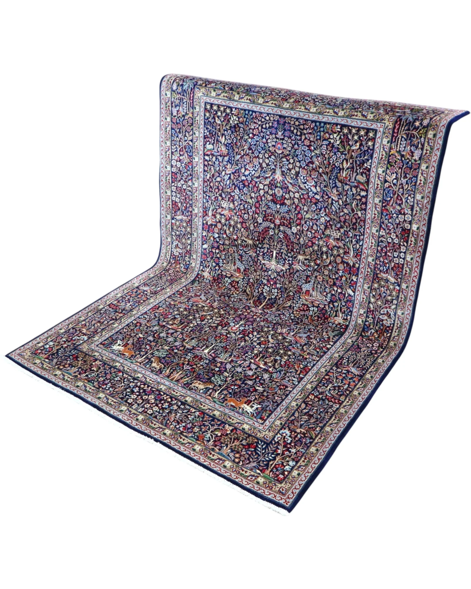 Kerman Perserteppich 230 × 151 cm aus Wolle & Seide, handgeknüpft