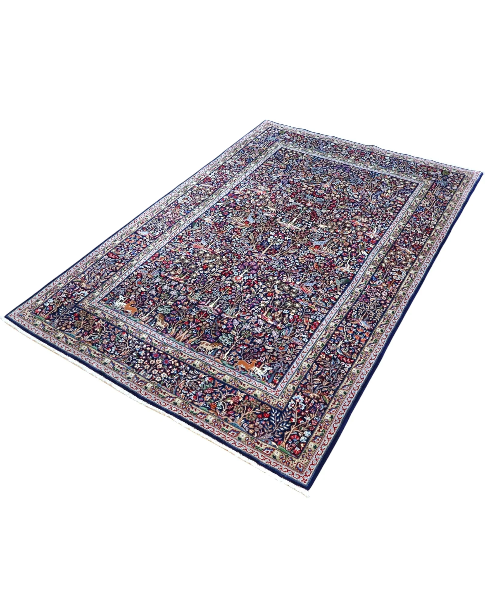 Kerman Perserteppich 230 × 151 cm aus Wolle & Seide, handgeknüpft