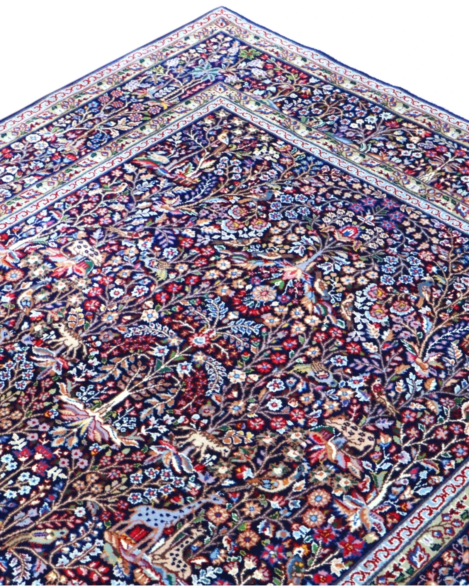Kerman Perserteppich 230 × 151 cm aus Wolle & Seide, handgeknüpft