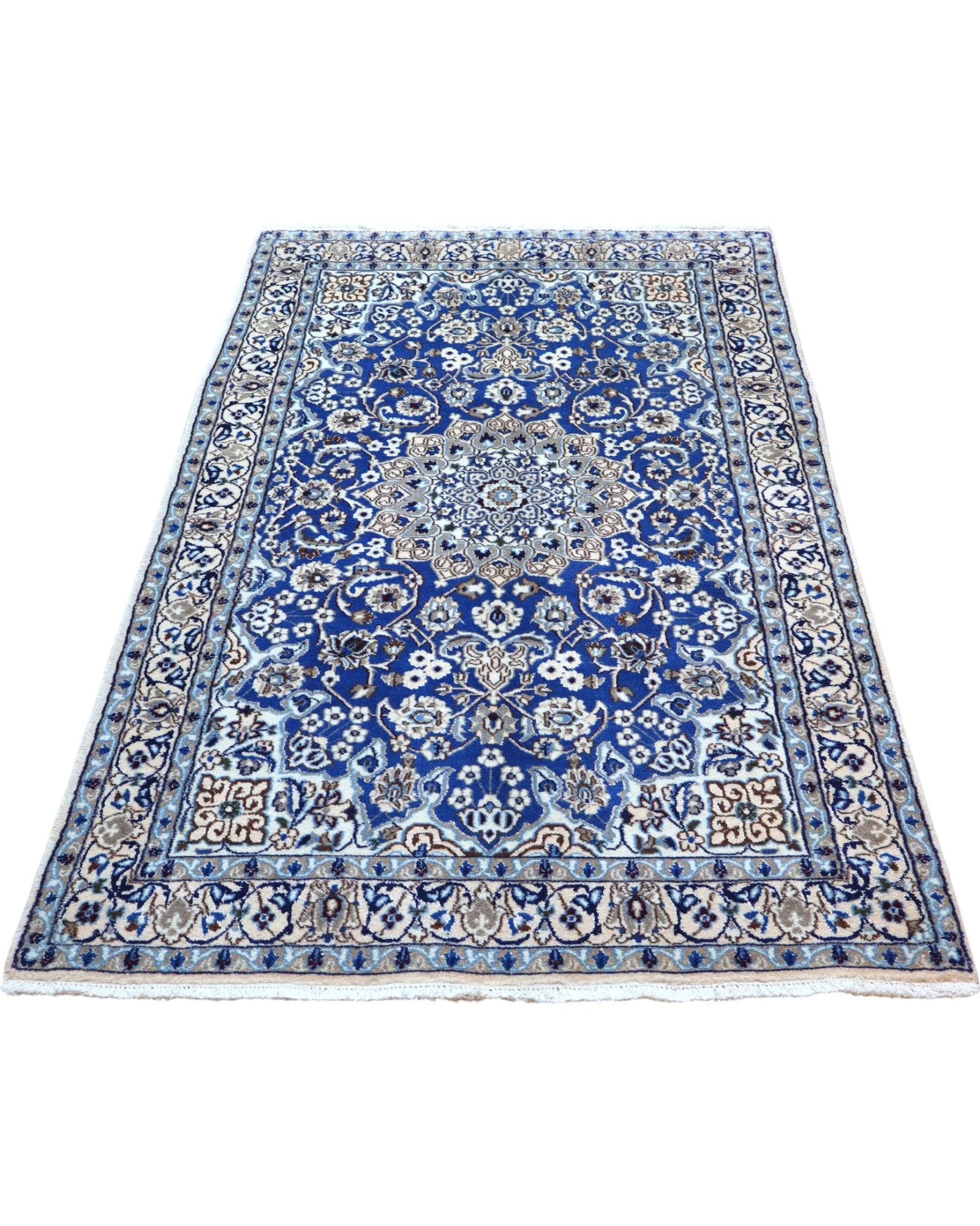 Handgeknüpfter Nain Perserteppich, 201 × 118 cm, Wolle & Seide