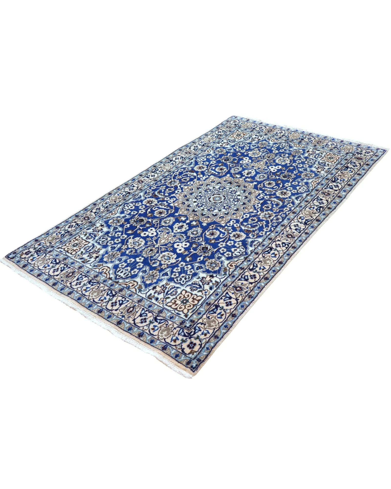 Handgeknüpfter Nain Perserteppich, 201 × 118 cm, Wolle & Seide