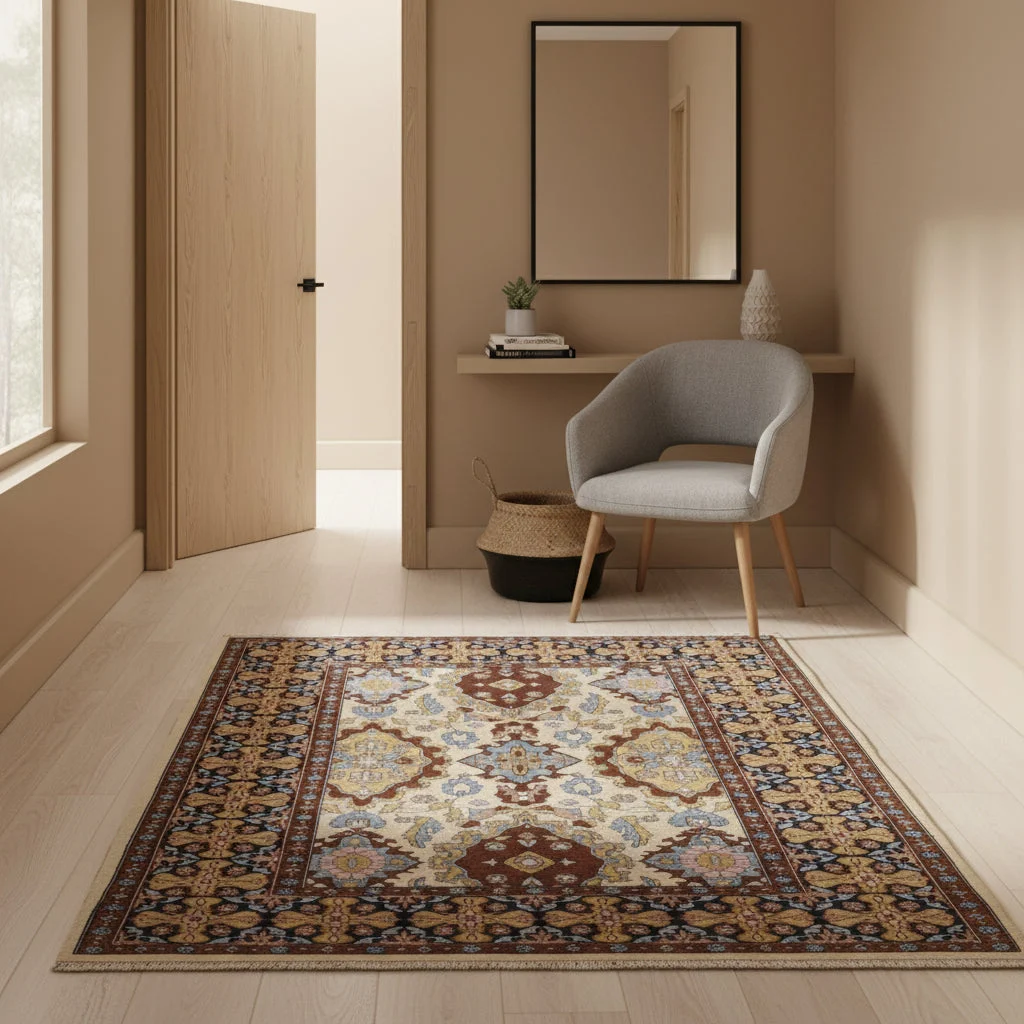 Kashmir Orientteppich 159 × 130 cm aus Wolle & Seide, handgeknüpft