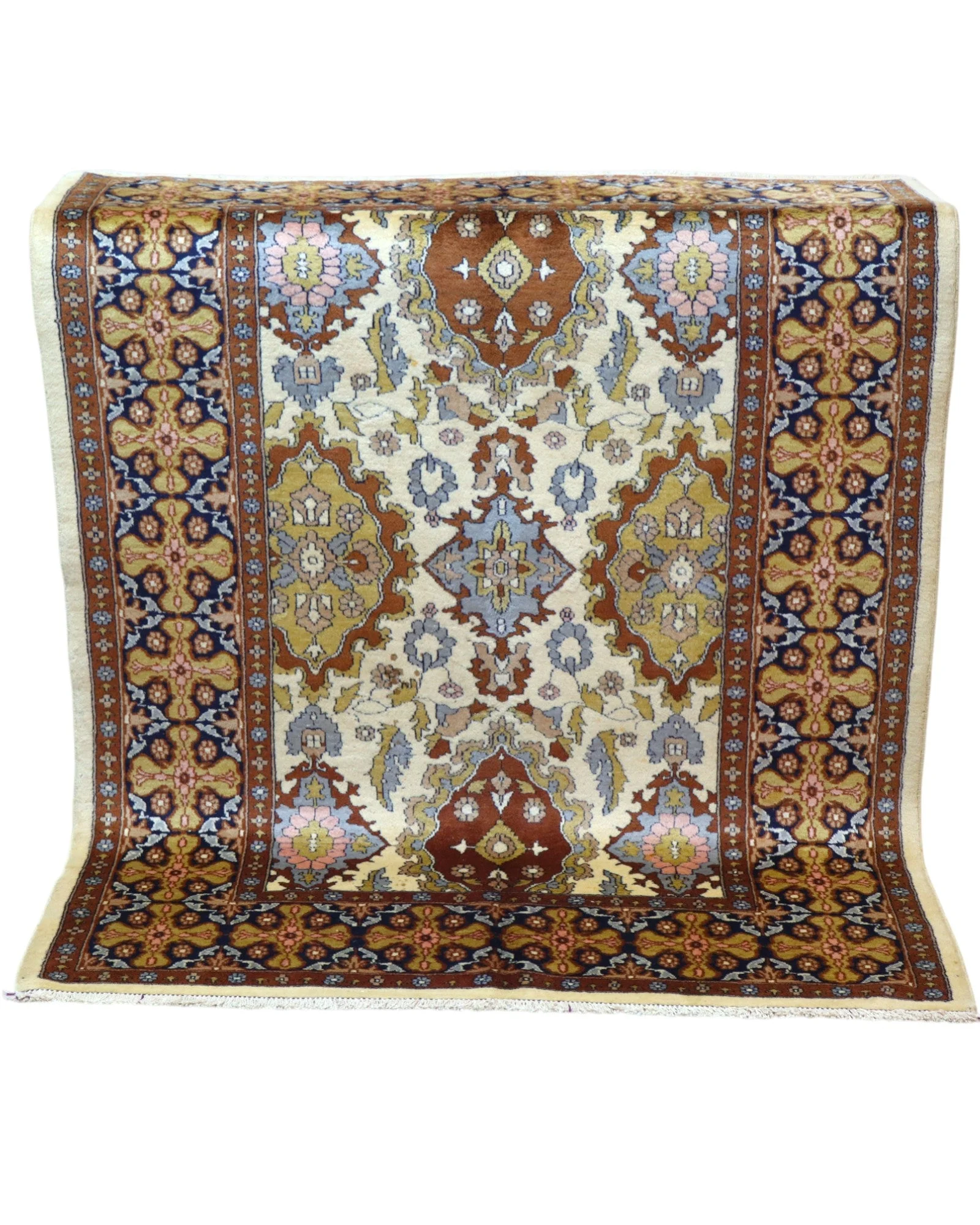 Kashmir Orientteppich 159 × 130 cm aus Wolle & Seide, handgeknüpft