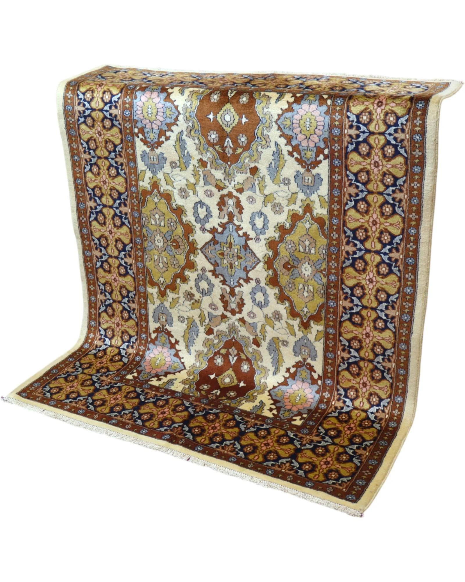 Kashmir Orientteppich 159 × 130 cm aus Wolle & Seide, handgeknüpft