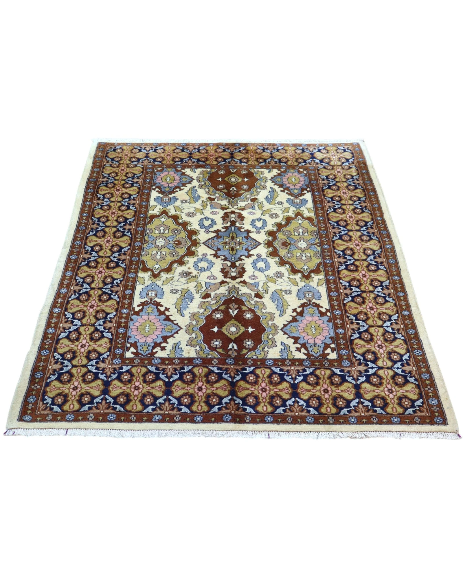 Kashmir Orientteppich 159 × 130 cm aus Wolle & Seide, handgeknüpft