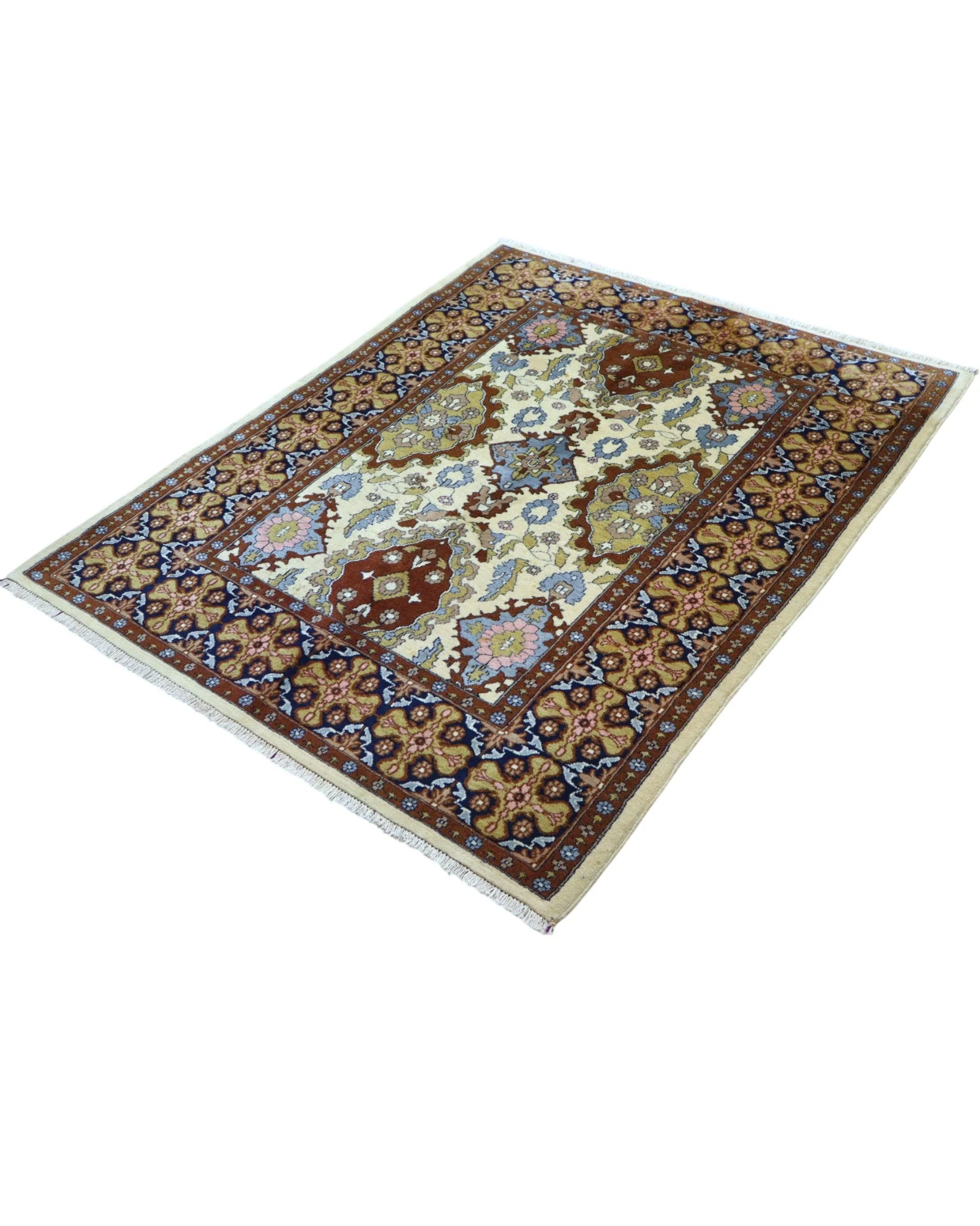 Kashmir Orientteppich 159 × 130 cm aus Wolle & Seide, handgeknüpft