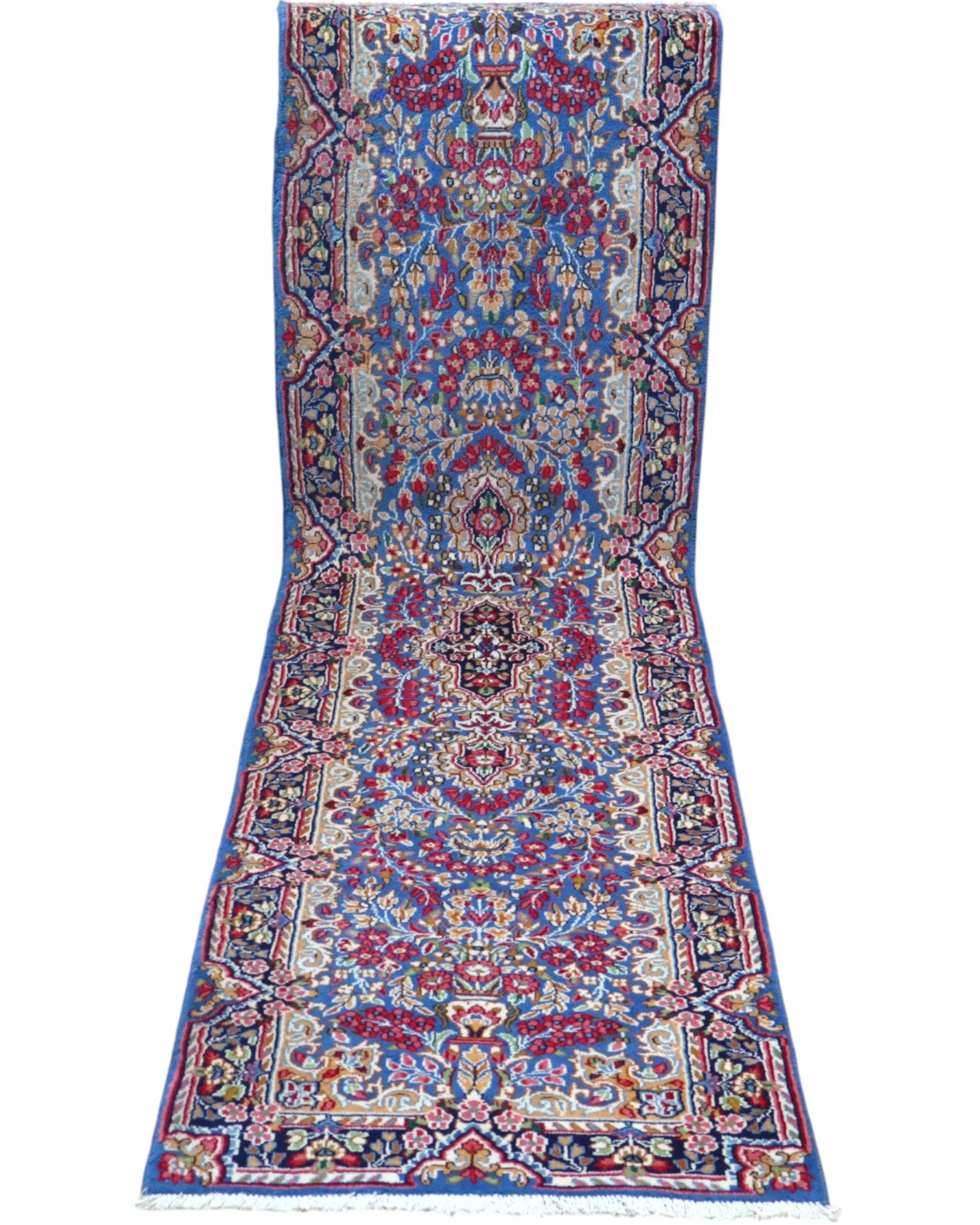 perserteppich-kerman-301-x-84-cm-schurwolle-handgeknupft-hellblau-9 Kerman Perserteppich 301 × 84 cm aus Wolle, handgeknüpft