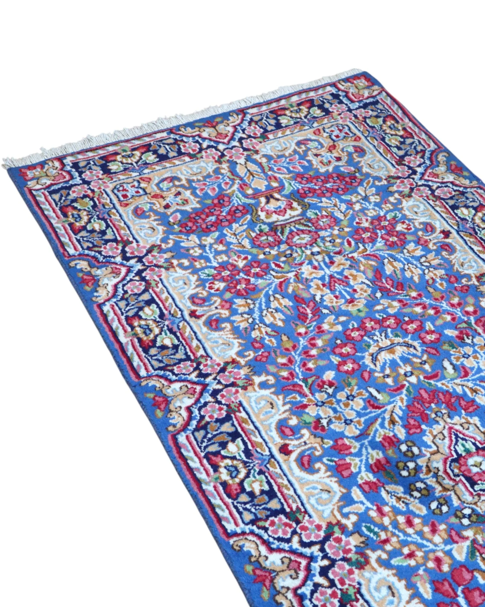 perserteppich-kerman-301-x-84-cm-schurwolle-handgeknupft-hellblau-14 Kerman Perserteppich 301 × 84 cm aus Wolle, handgeknüpft