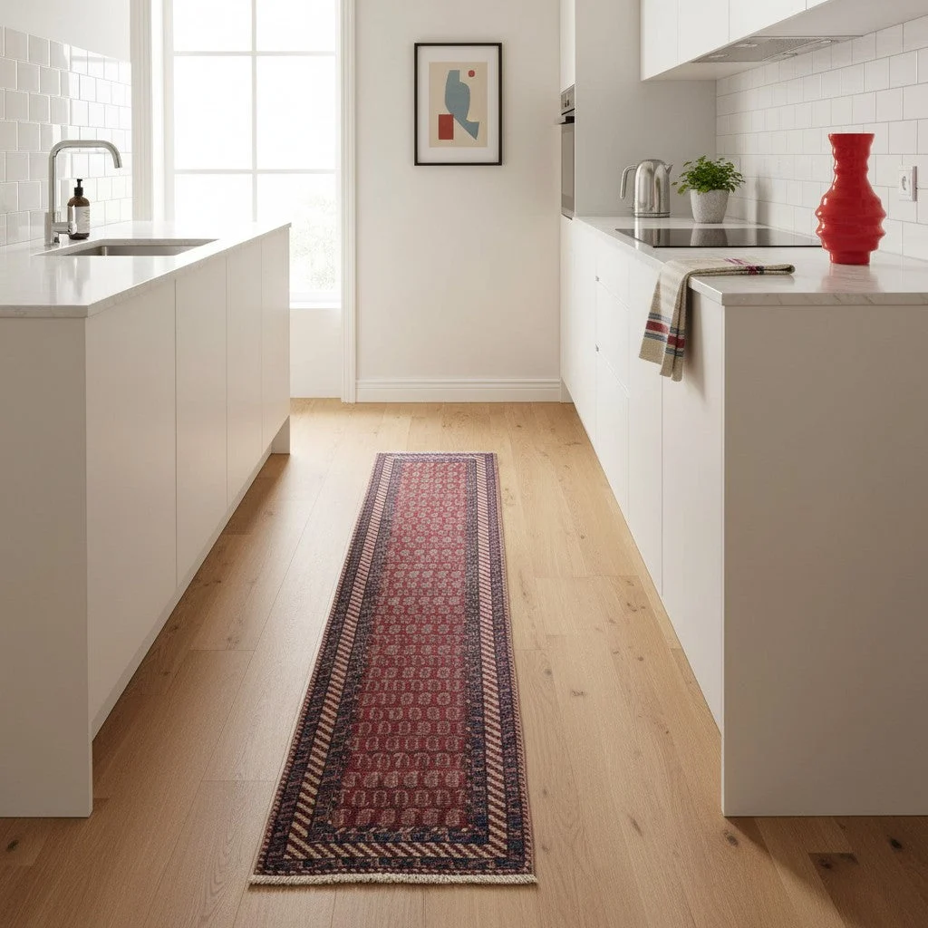 perserteppich-bakhtiari-322-x-85-cm-schurwolle-handgeknupft-rosa-9 Bakhtiari Perserteppich 322 × 85 cm aus Wolle, handgeknüpft