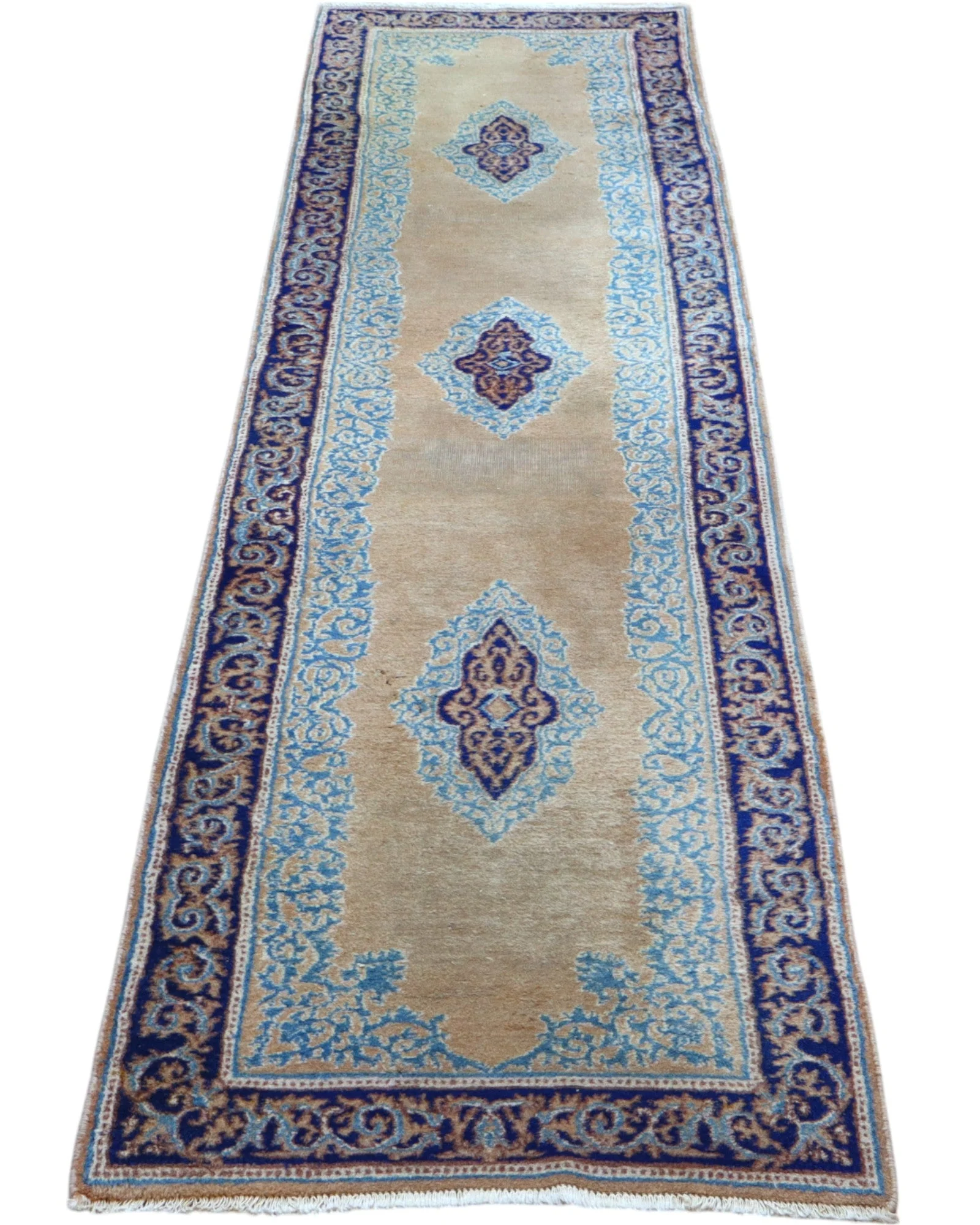 Kerman Perserteppich aus Iran, 297 × 74 cm