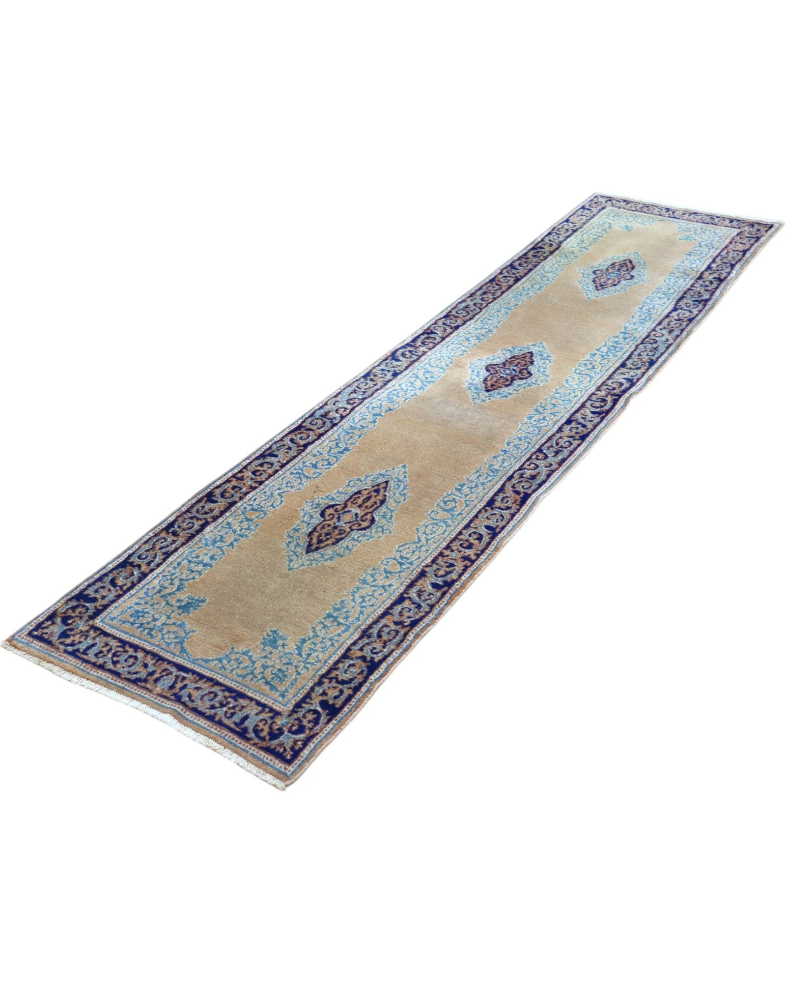 Kerman Perserteppich aus Iran, 297 × 74 cm