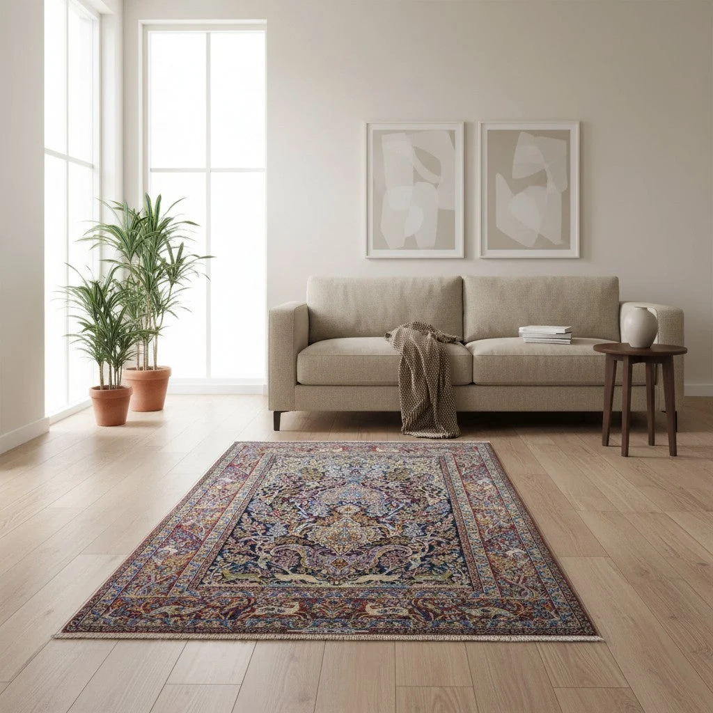 Handgeknüpfter Isfahan Perserteppich, 221 × 147 cm, Wolle & Seide