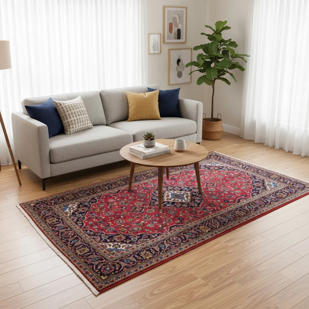 Handgeknüpfter Kashan Perserteppich, 230 × 143 cm, Wolle