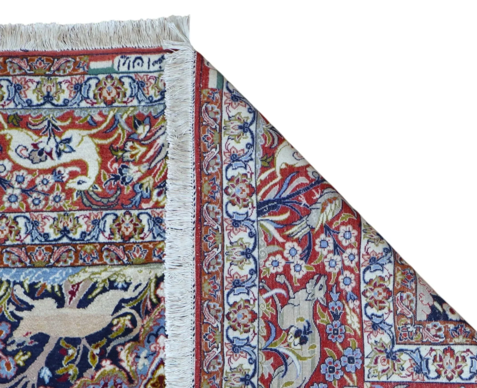 Handgeknüpfter Isfahan Perserteppich, 221 × 147 cm, Wolle & Seide