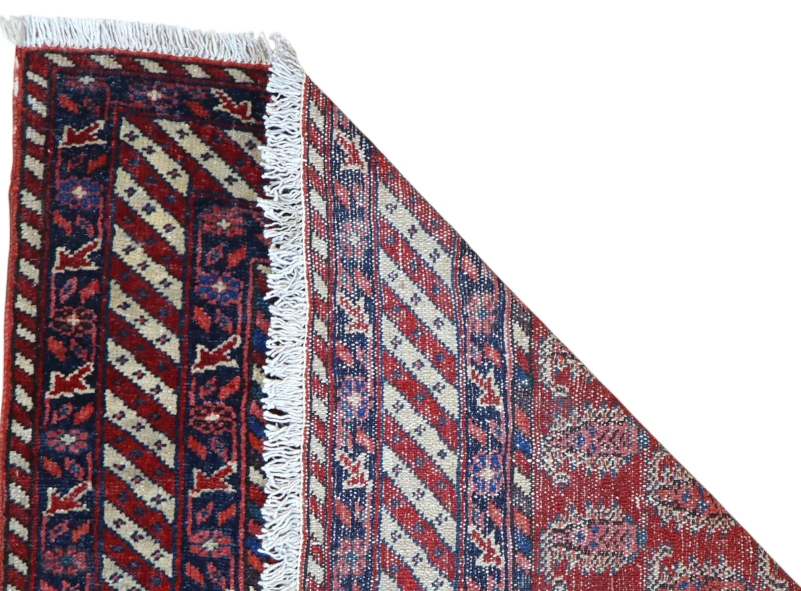 perserteppich-bakhtiari-322-x-85-cm-schurwolle-handgeknupft-rosa-rueckseite Bakhtiari Perserteppich 322 × 85 cm aus Wolle, handgeknüpft