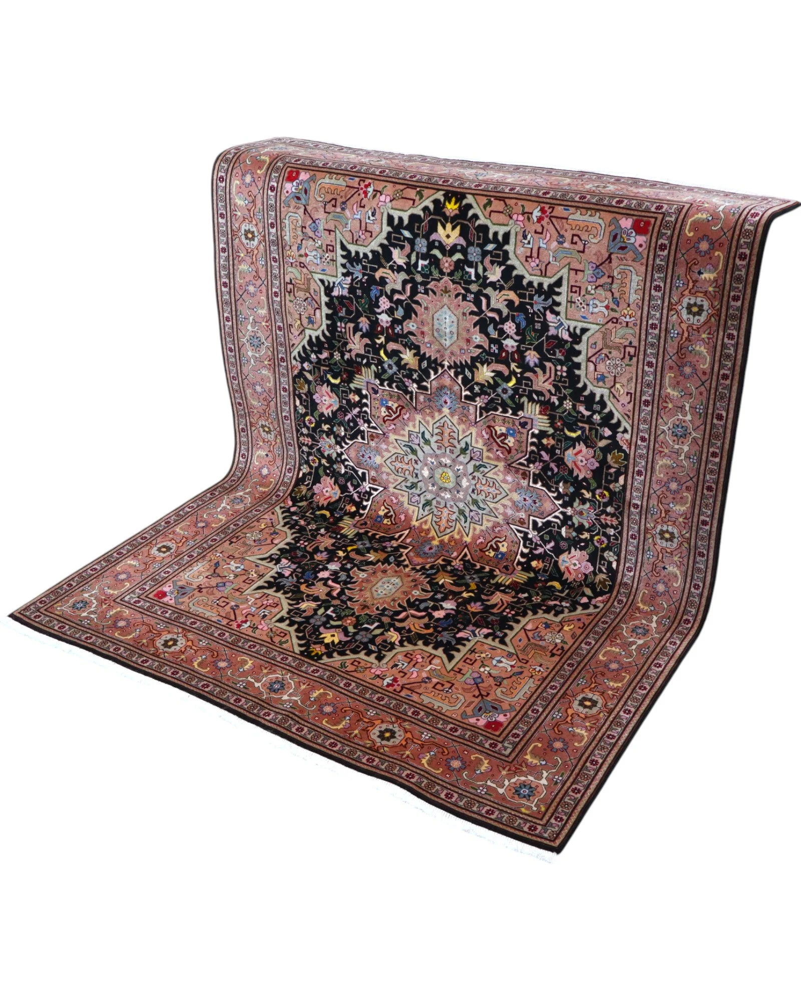 Handgeknüpfter Täbriz Perserteppich, 202 × 136 cm, Wolle & Seide