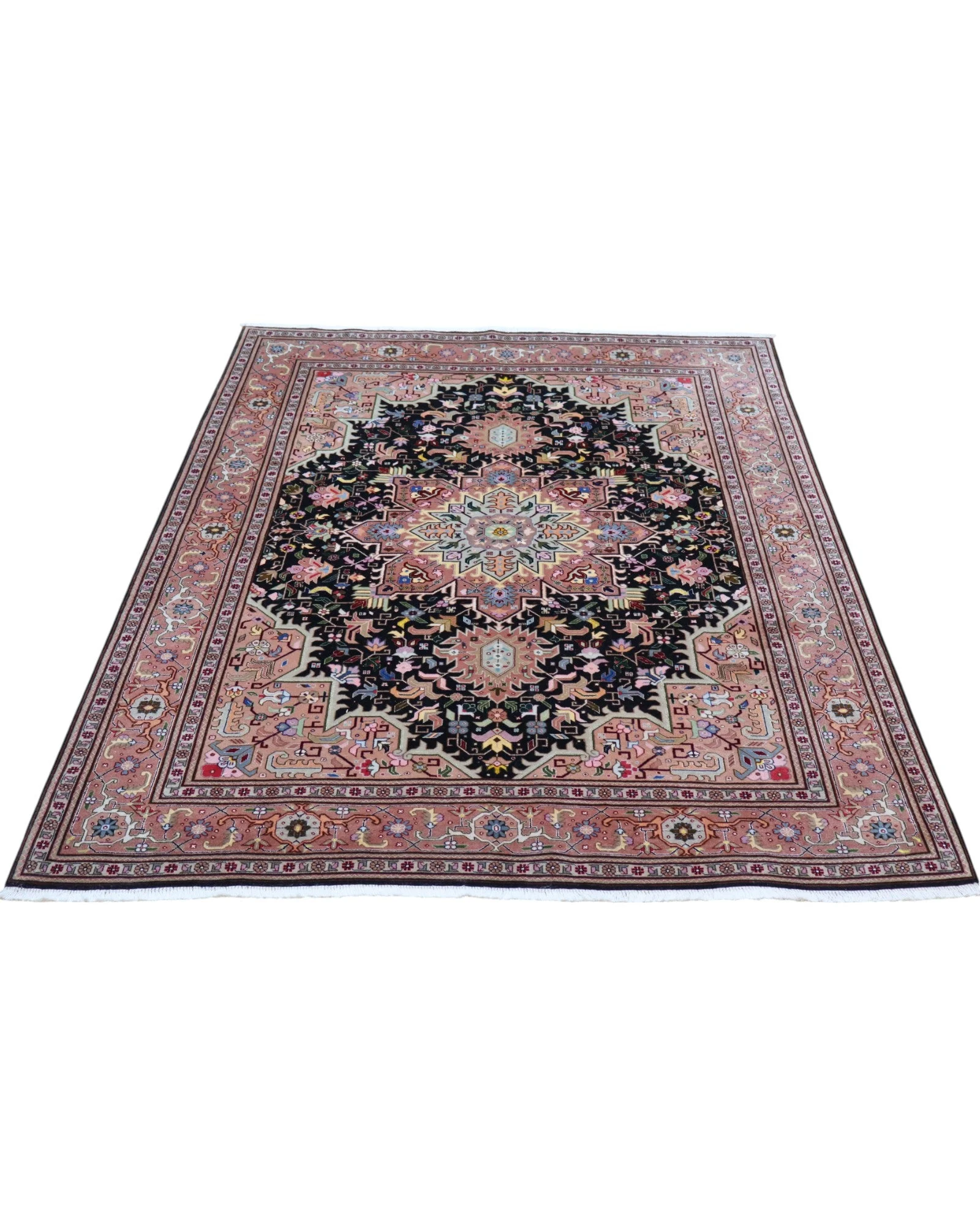 Handgeknüpfter Täbriz Perserteppich, 202 × 136 cm, Wolle & Seide