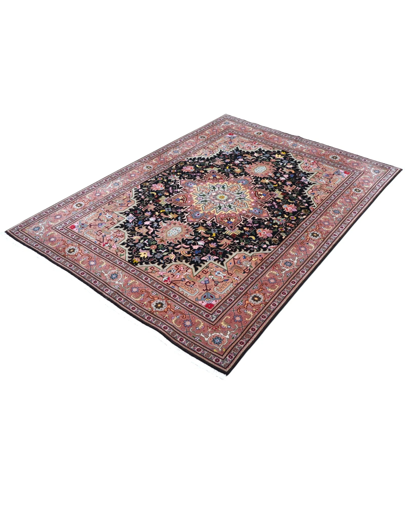 Handgeknüpfter Täbriz Perserteppich, 202 × 136 cm, Wolle & Seide