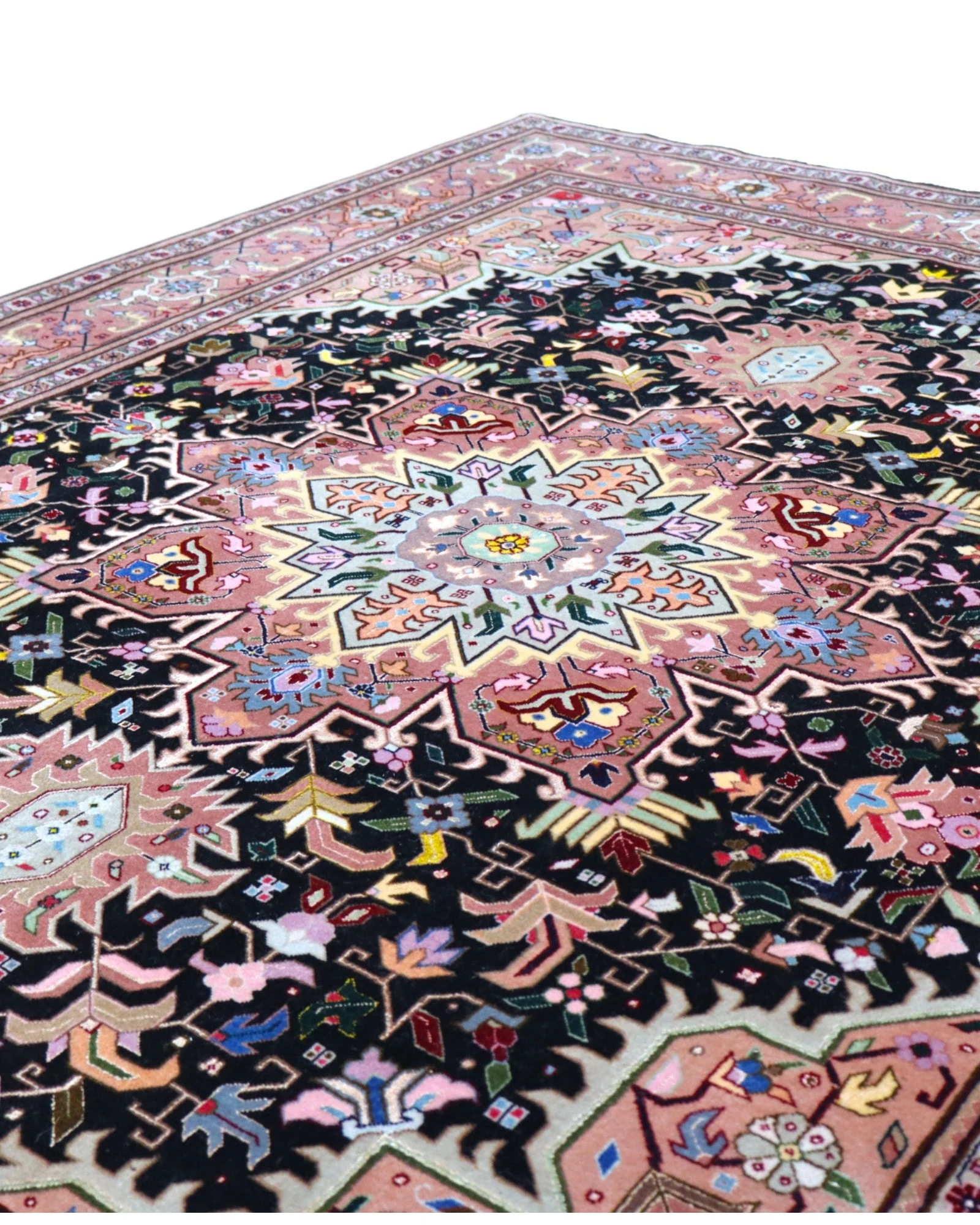 Handgeknüpfter Täbriz Perserteppich, 202 × 136 cm, Wolle & Seide
