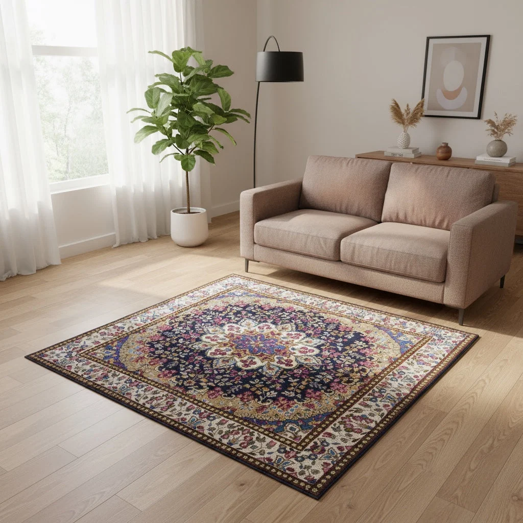 perserteppich-kerman-197-x-187-cm-schurwolle-handgeknupft-floral-30 Handgeknüpfter Kerman Perserteppich 197 × 187 cm